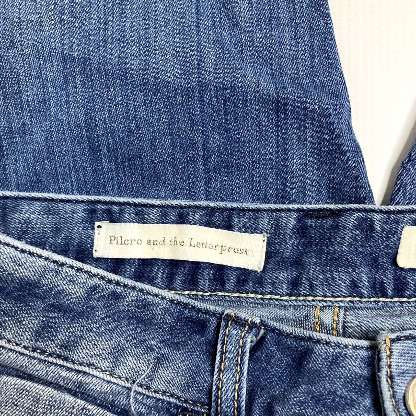 Anthropologie VINTAGE Pilcro and the Letterpress Stet Skinny Jeans Blue Size 27 Stretch Low Rise Women Regular 5-Pocket Denim Bohemian City American Jeans Size 27" / US 4 / IT 40 - 5 Thumbnail