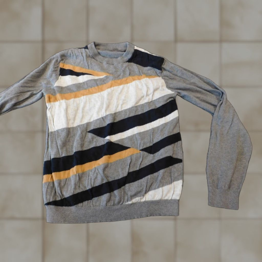 Sean John Sean John Mens Sweater Crew Neck Pullover M Gray Cotton Knit Stretch Size US M / EU 48-50 / 2 - 1 Thumbnail