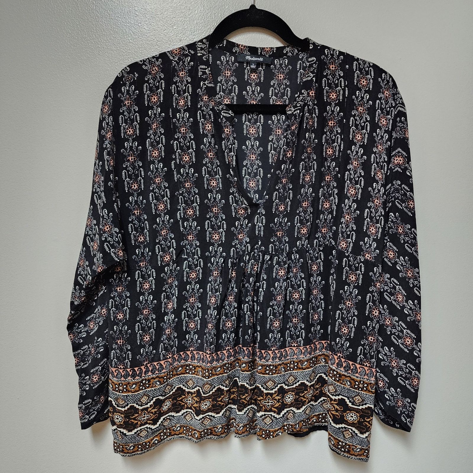 Madewell Madewell Silk Boheme Boho Floral Paisley Blouse Size Large Size L / US 10 / IT 46 - 4 Thumbnail
