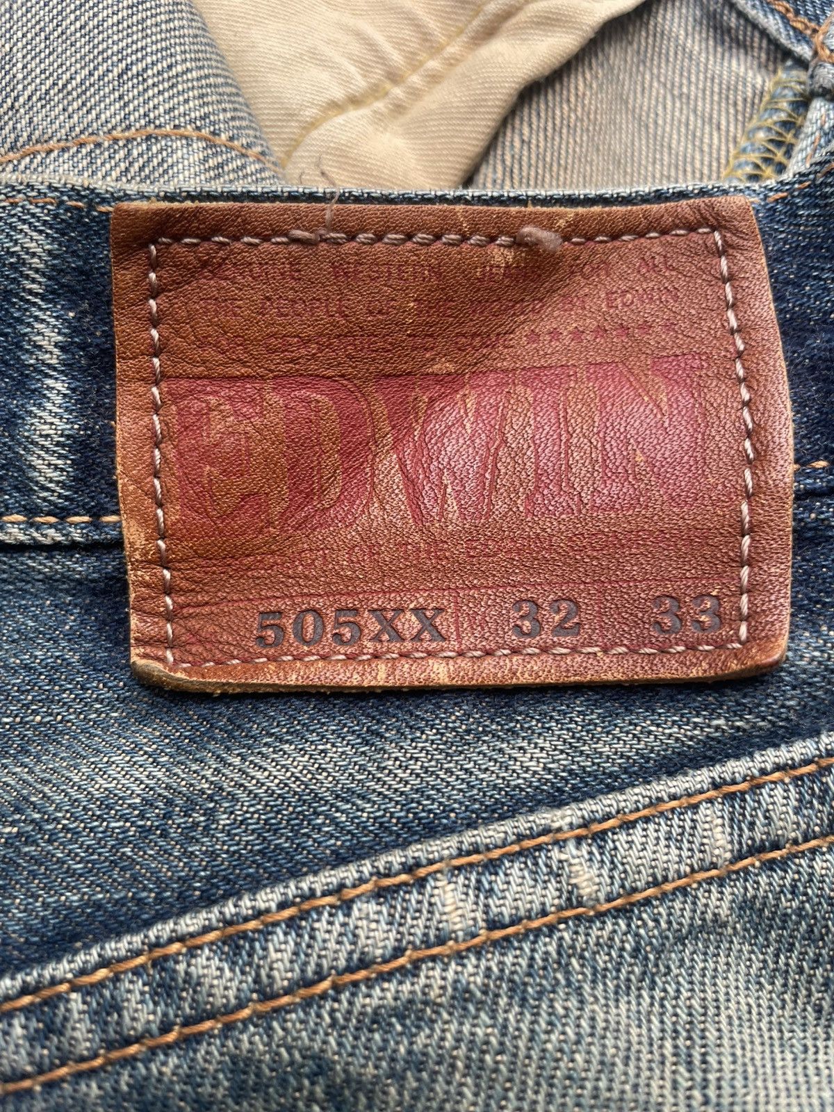Edwin Vintage Edwin 505XX Selvedge Distresed Denim Size US 33 - 18 Thumbnail