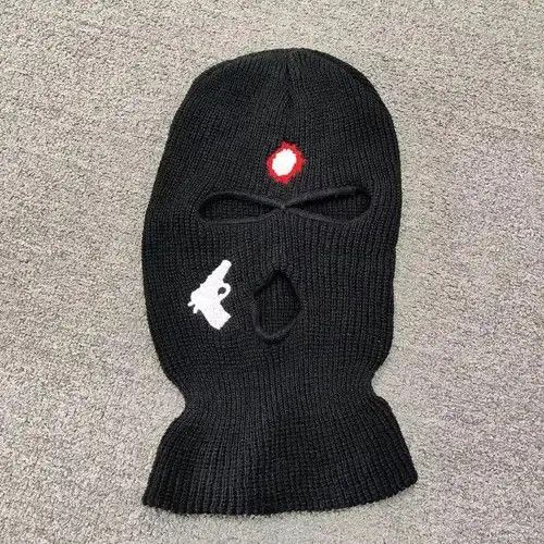 VIBE Embroidered Balaclava Ski Mask Head Facemask Black Color Size ONE SIZE - 2 Thumbnail