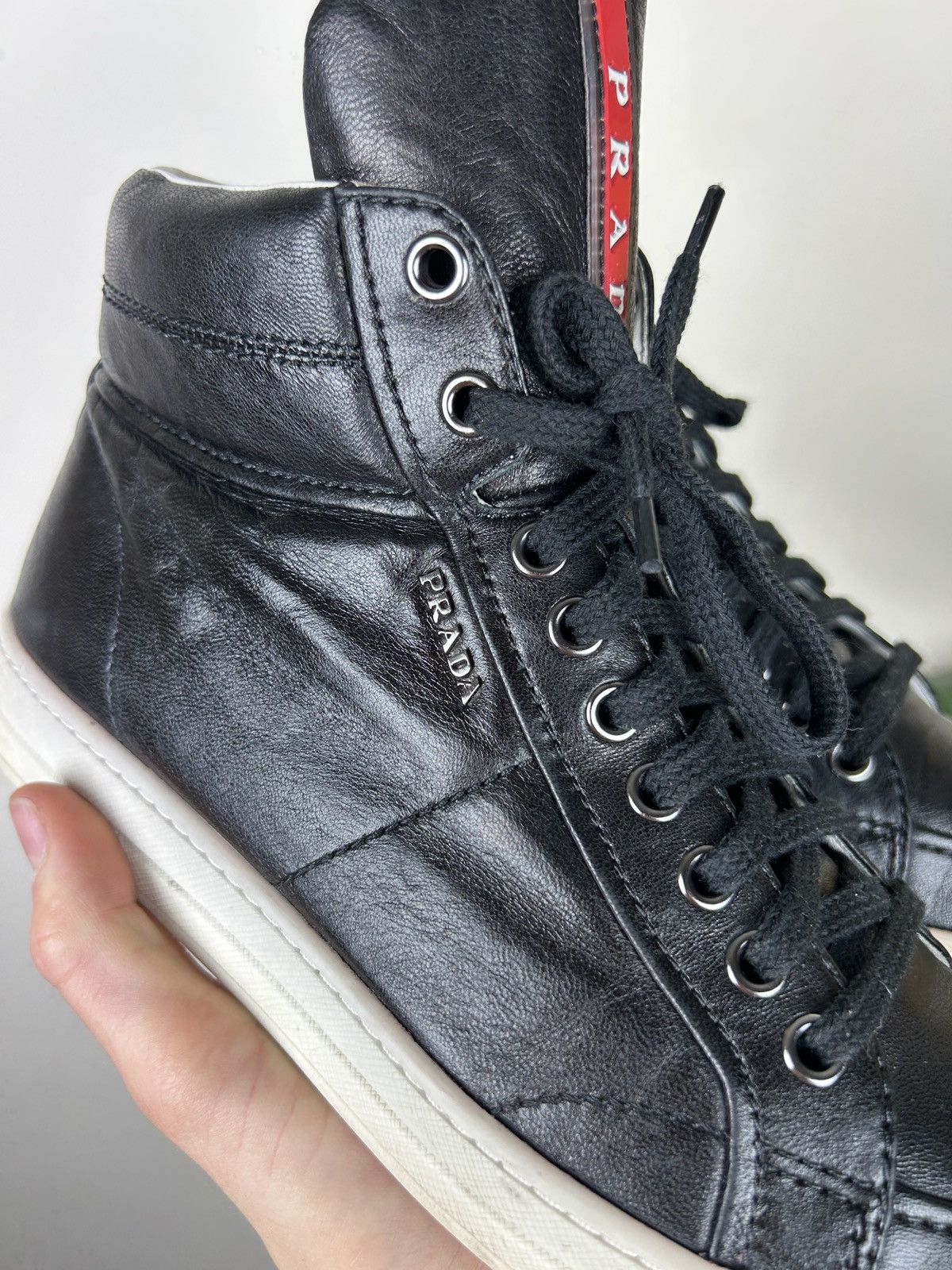 靴 PRADA vintage leather shoes Prada Downtown nappa leather sneakers for Women - Black in UAE