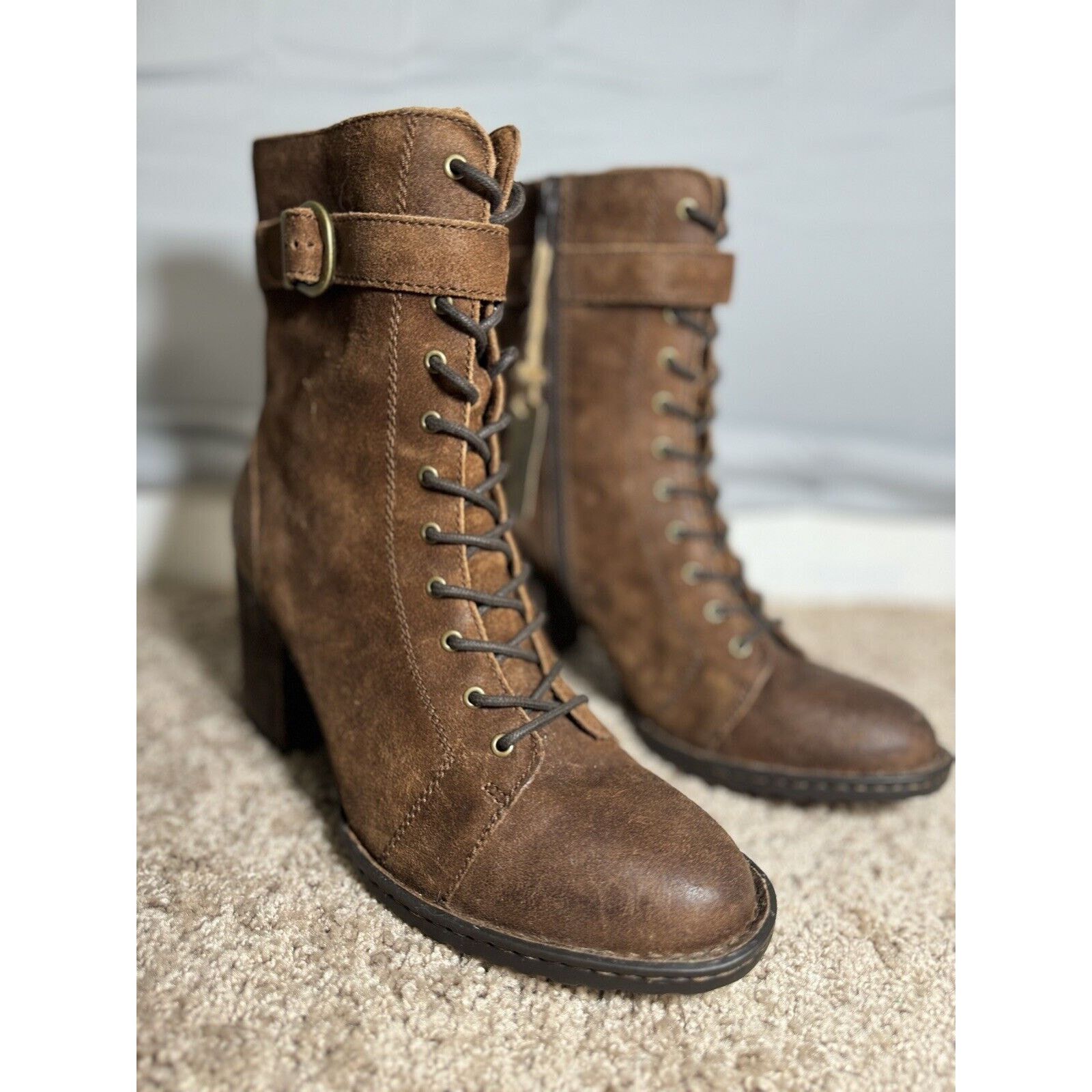 Born Born Hand Crafted Footwear, Distressed Suede Combat Boots Size US 11 / IT 41 - 1 Thumbnail