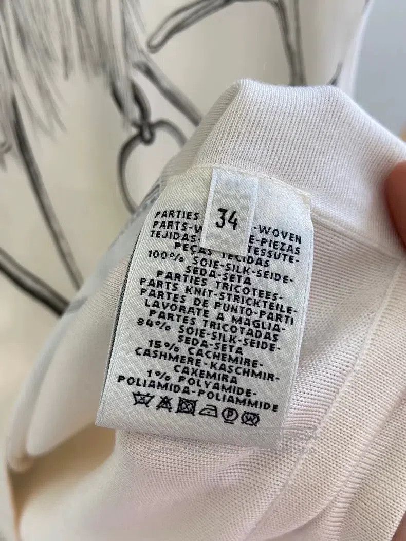 Hermes Hermes White printed mulberry silk and cashmere long-sleev Size XXS / US 00 / IT 34 - 5 Thumbnail