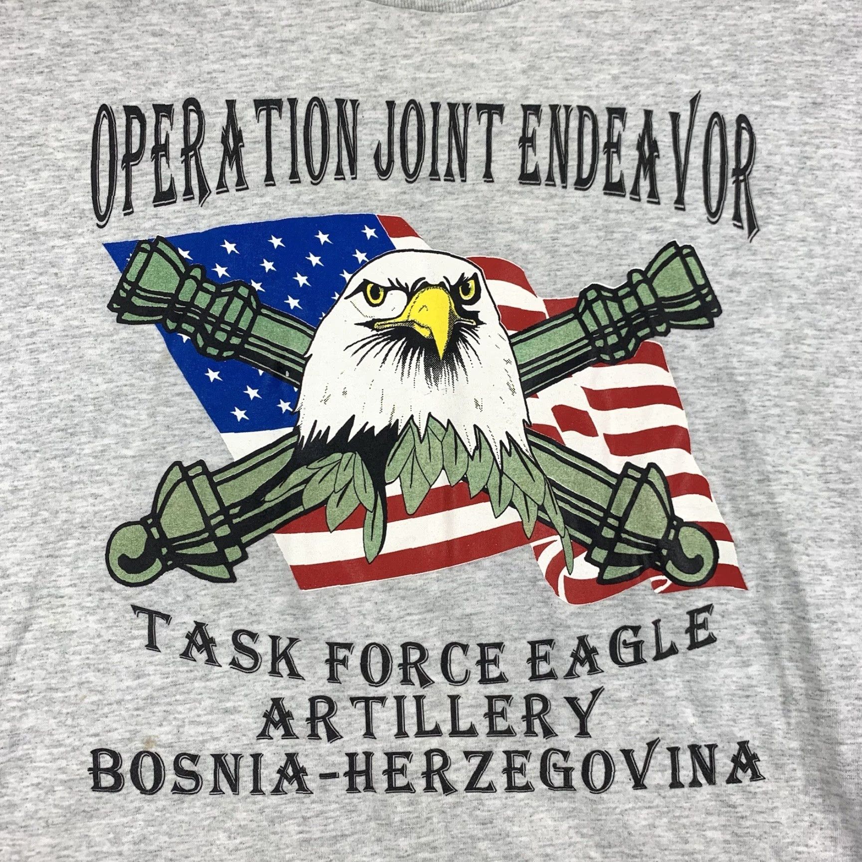 Vintage VINTAGE Operation Joint Endeavor T Shirt Adult Large Gray Military America Eagle Mens Size US L / EU 52-54 / 3 - 2 Thumbnail
