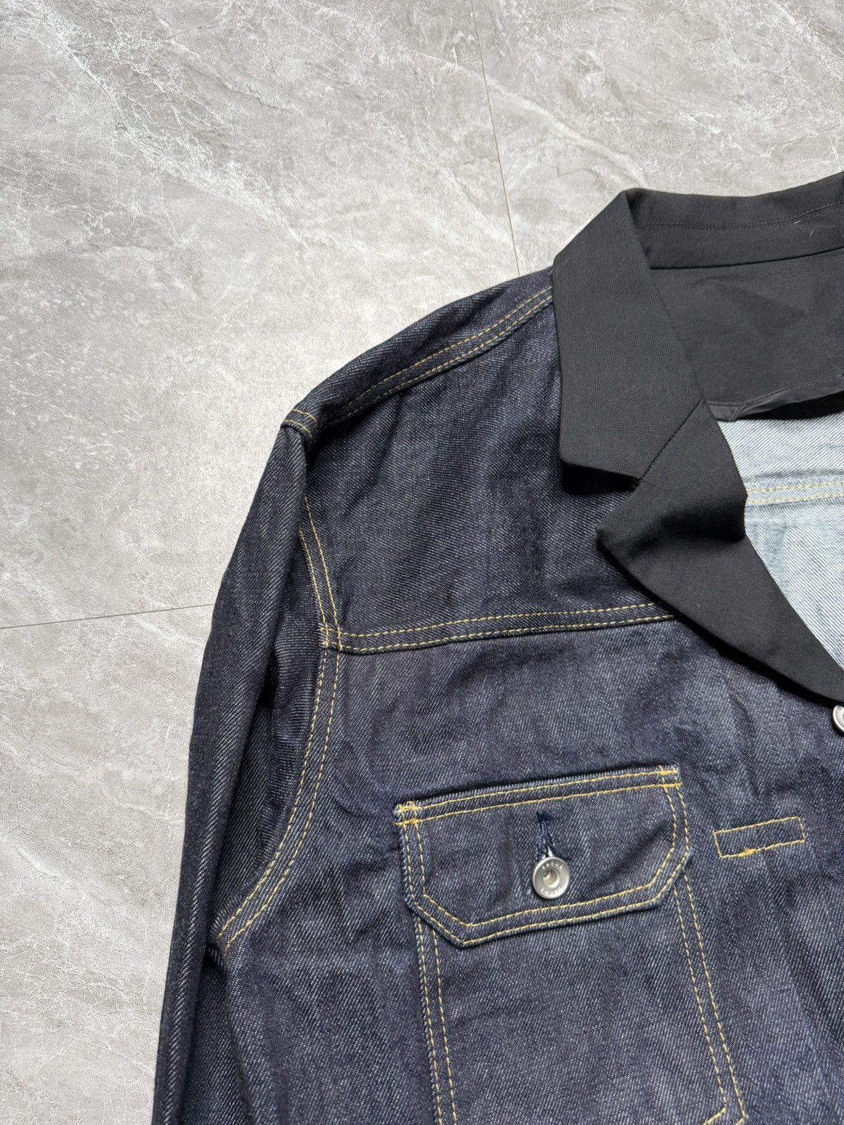 Sacai Twill-Trimmed Crinkled-Denim Jacket Size US S / EU 44-46 / 1 - 4 Thumbnail