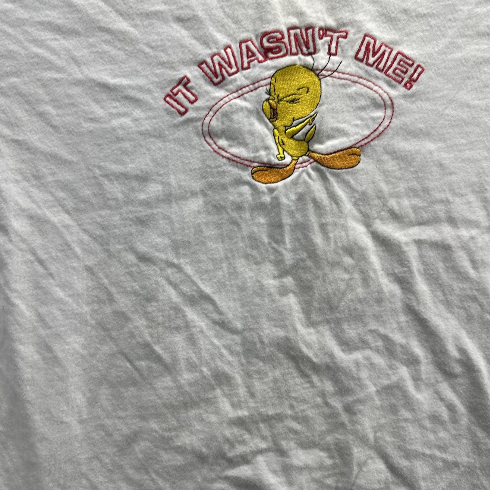 Vintage VINTAGE Looney Tunes Shirt Mens XL White Tweety Bird It Wasn't Me Embroidered 2000s Size US XL / EU 56 / 4 - 4 Thumbnail