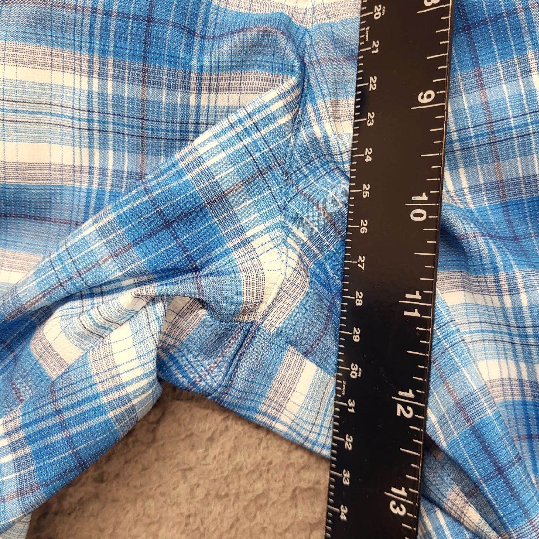 Puma Puma Shorts Mens 30 Blue Plaid Active Golf Chino Performance Flat Front Wicking Size US 30 / EU 46 - 5 Thumbnail