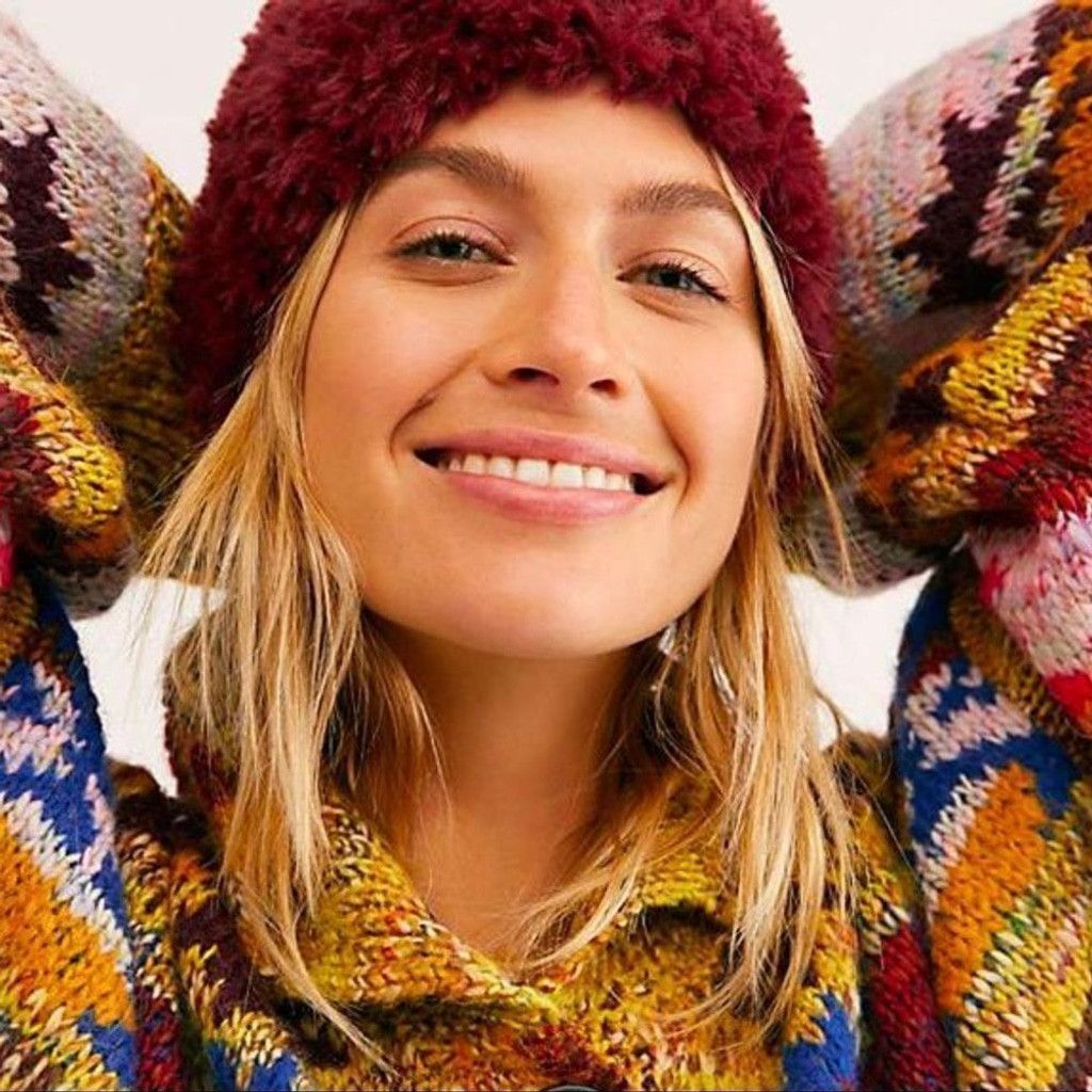 Free People NEW Free People Clouds Fluffy Berry Red Beanie OS Size ONE SIZE - 2 Thumbnail