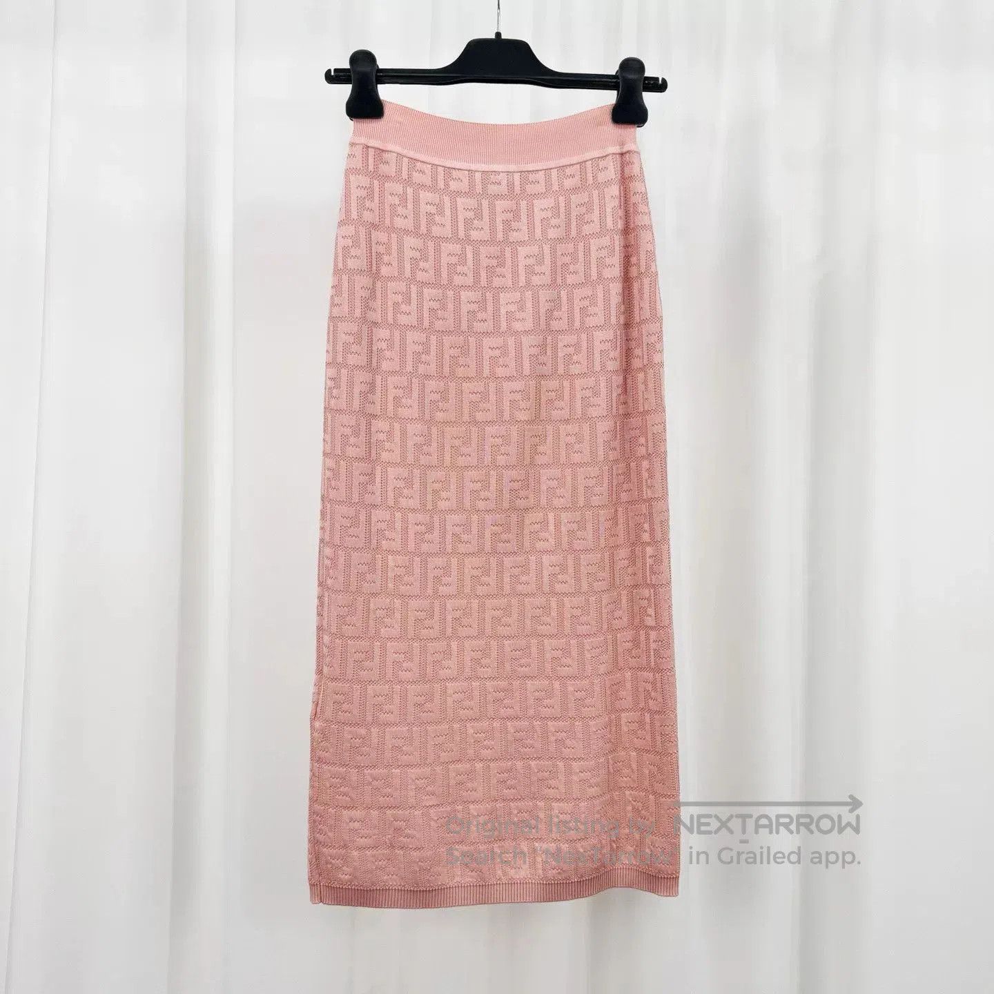 Fendi Fendi Pink Logo Knit Midi Skirt. Size 39" - 2 Thumbnail