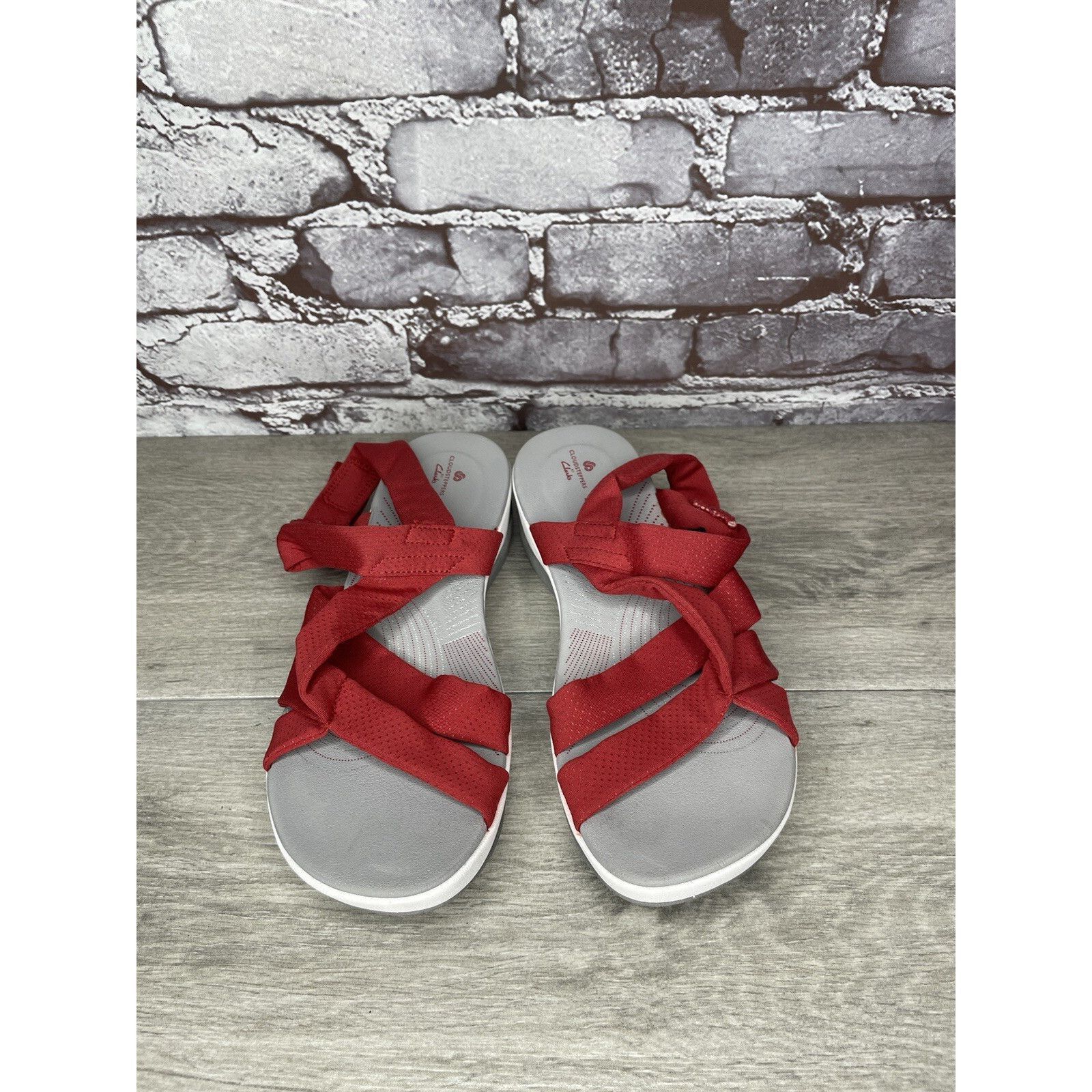 Clarks Clarks Cloud Steppers Red Fabric Strappy Wedge Comfort Sanda Size US 8 / IT 38 - 15 Thumbnail