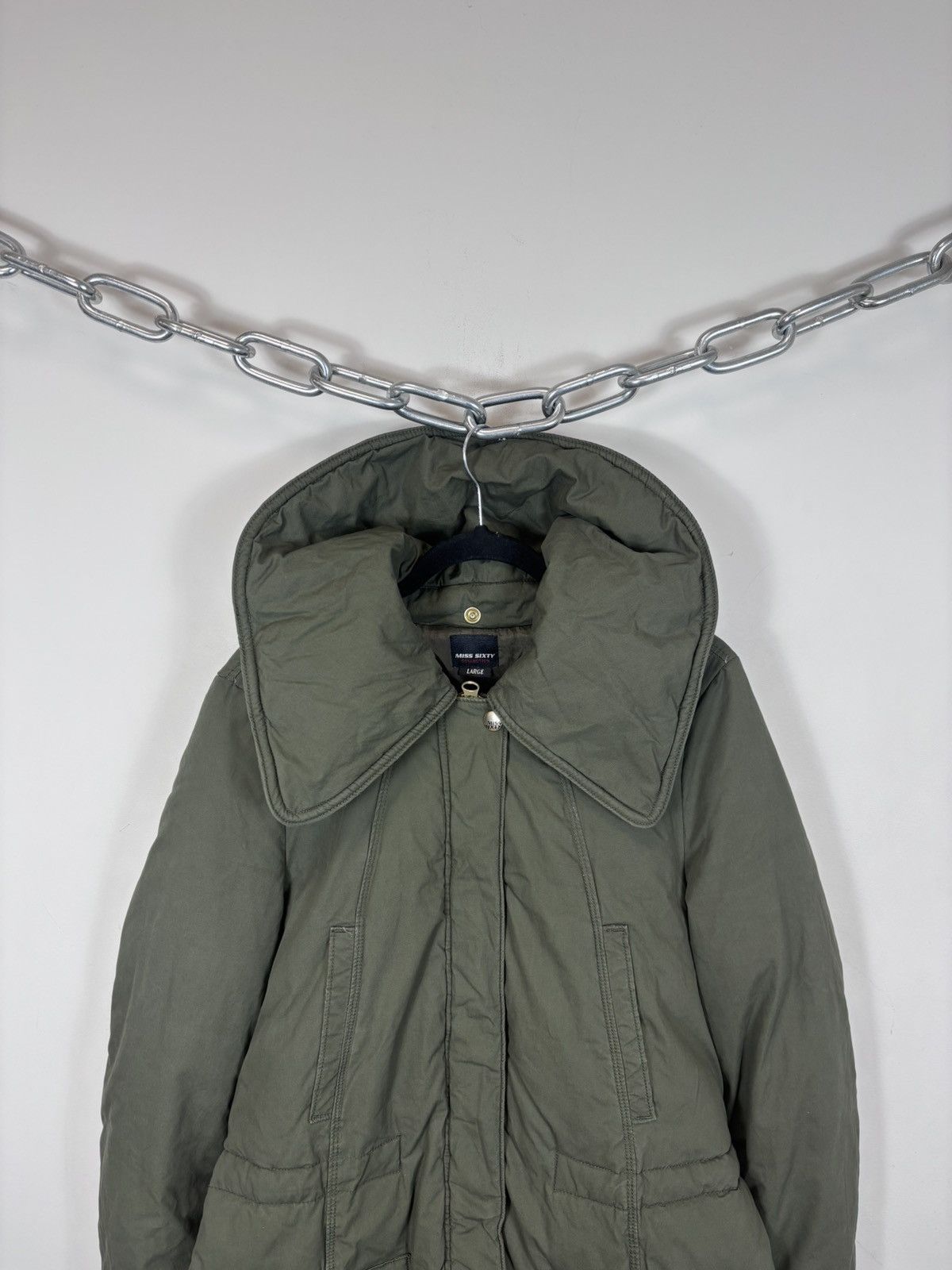 Miss Sixty Miss Sixty Women’s Olive Avant Garde Puffer Jacket Coat Size L / US 10 / IT 46 - 4 Thumbnail