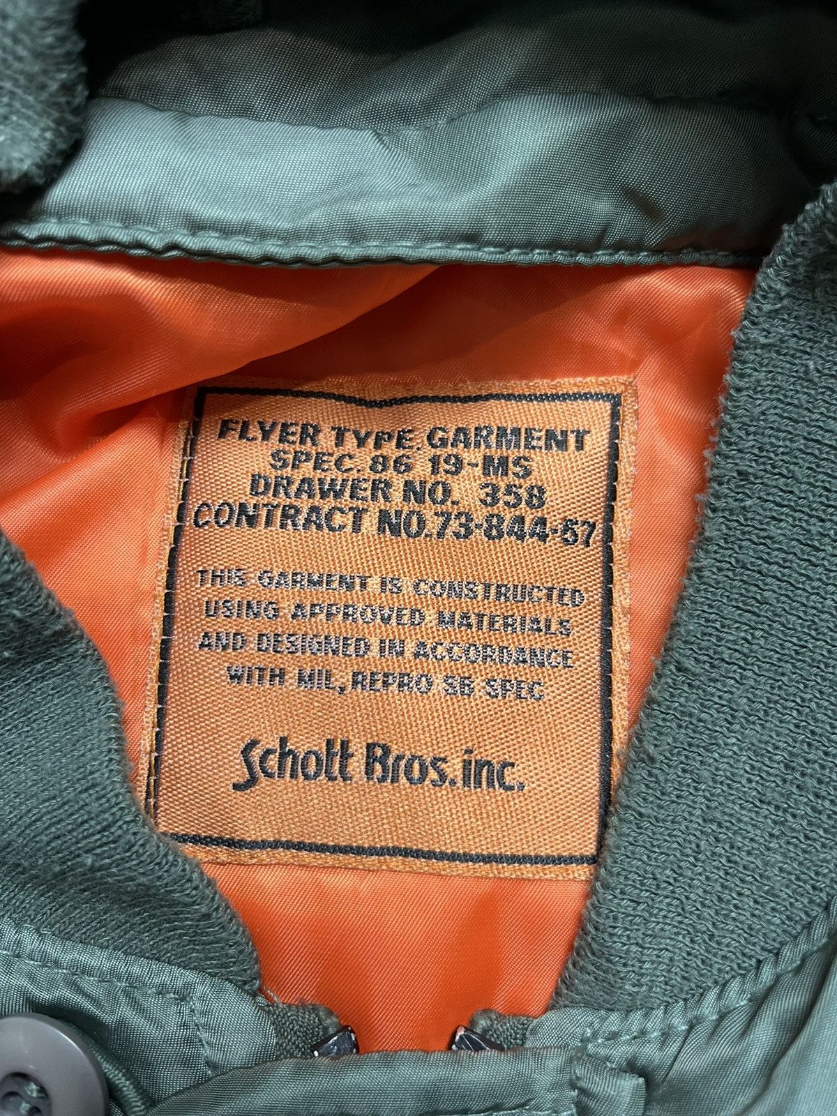 Schott Schott fly bomber type garment spec. 86 19-MS Size US M / EU 48-50 / 2 - 8 Thumbnail