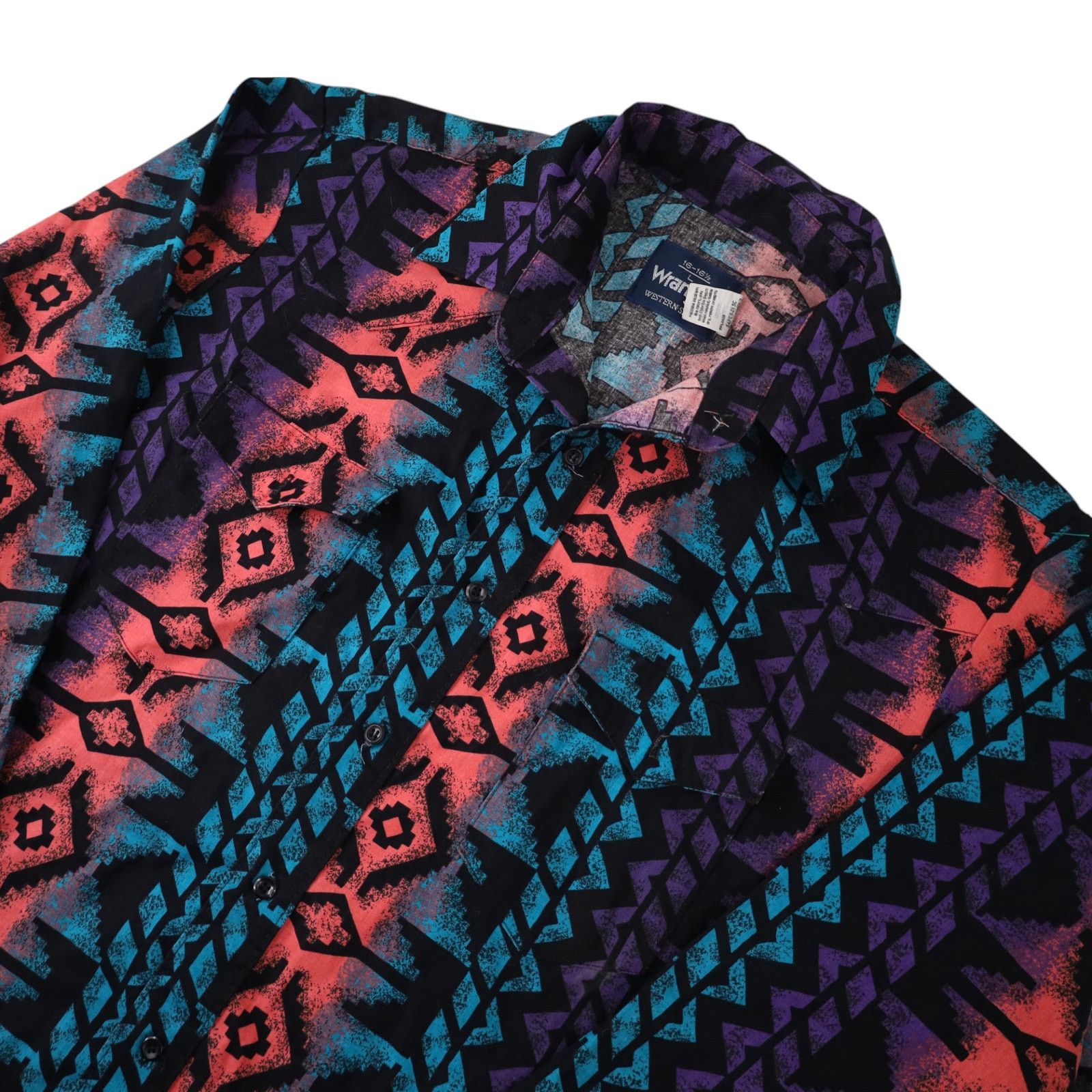 Vintage × Wrangler Vintage Wrangler Vibrant Southwestern Print Cowboy Shirt Size US L / EU 52-54 / 3 - 2 Thumbnail