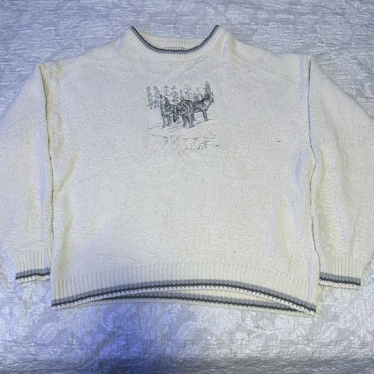 Fieldmaster white knit wolf sweater Size US XL / EU 56 / 4 - 1 Thumbnail