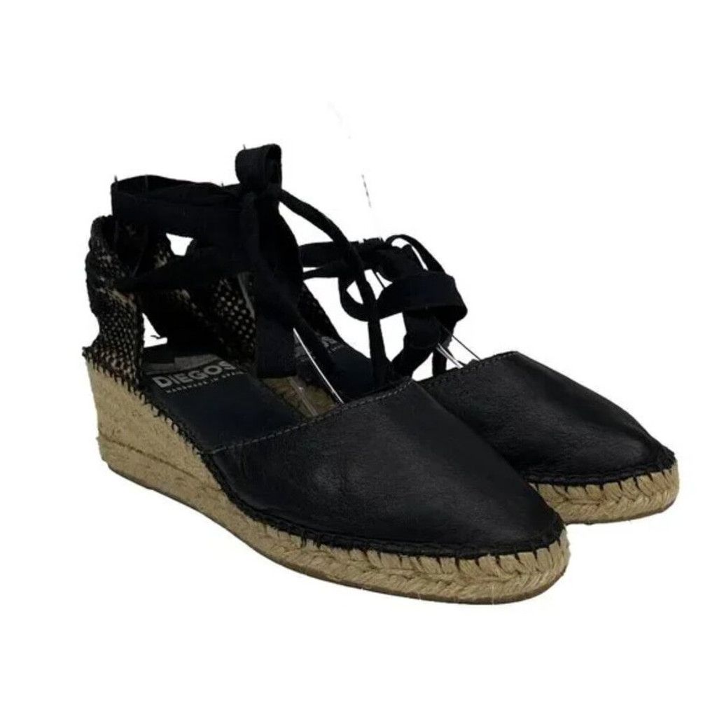 Alice San Diego DIEGOS Lola Ribbons Rope Handcrafted Black Espadrilles 39 Size US 8 / IT 38 - 4 Thumbnail