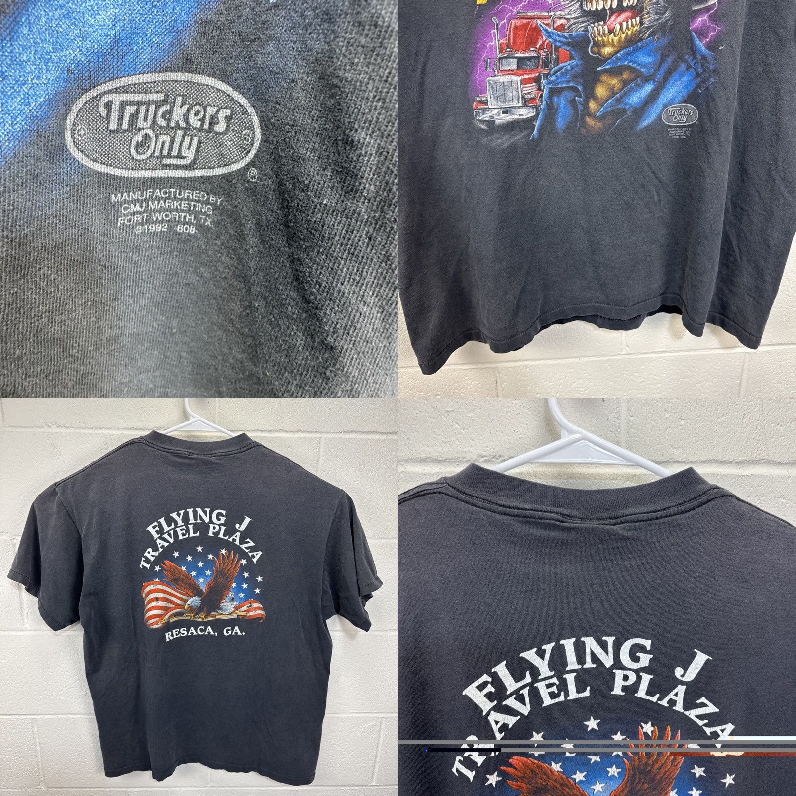 Vintage VINTAGE 3D Emblem Bad To The Bone Truckers Only T Shirt Harley Davidson XL Black Mens/Unisex Graphic Tee 1990s Size US XL / EU 56 / 4 - 9 Thumbnail