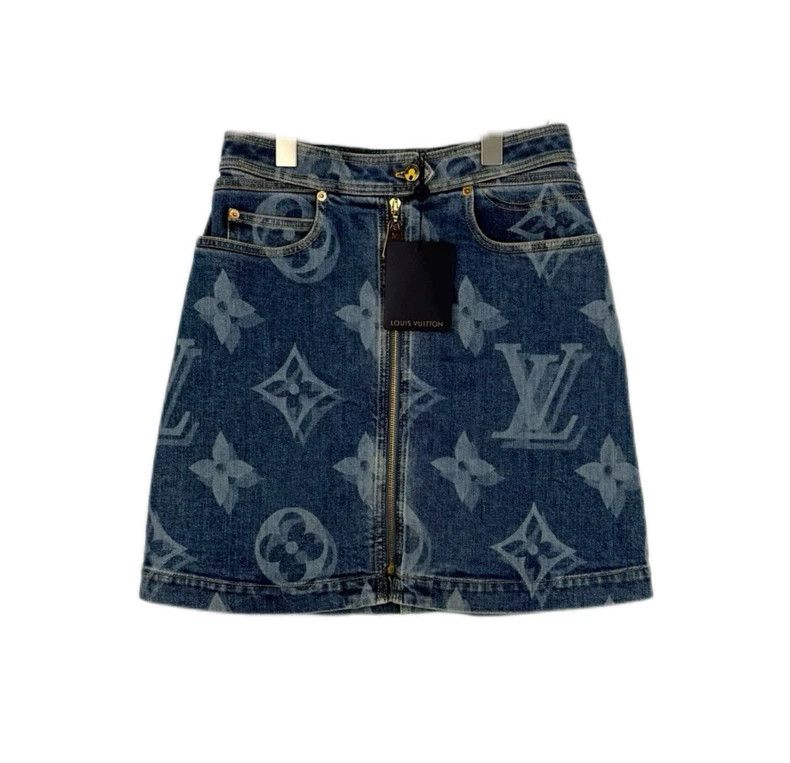 Louis Vuitton Louis Vuitton Washed blue full logo leather label zipper de Size 36" / US 14 / IT 50 - 1 Thumbnail