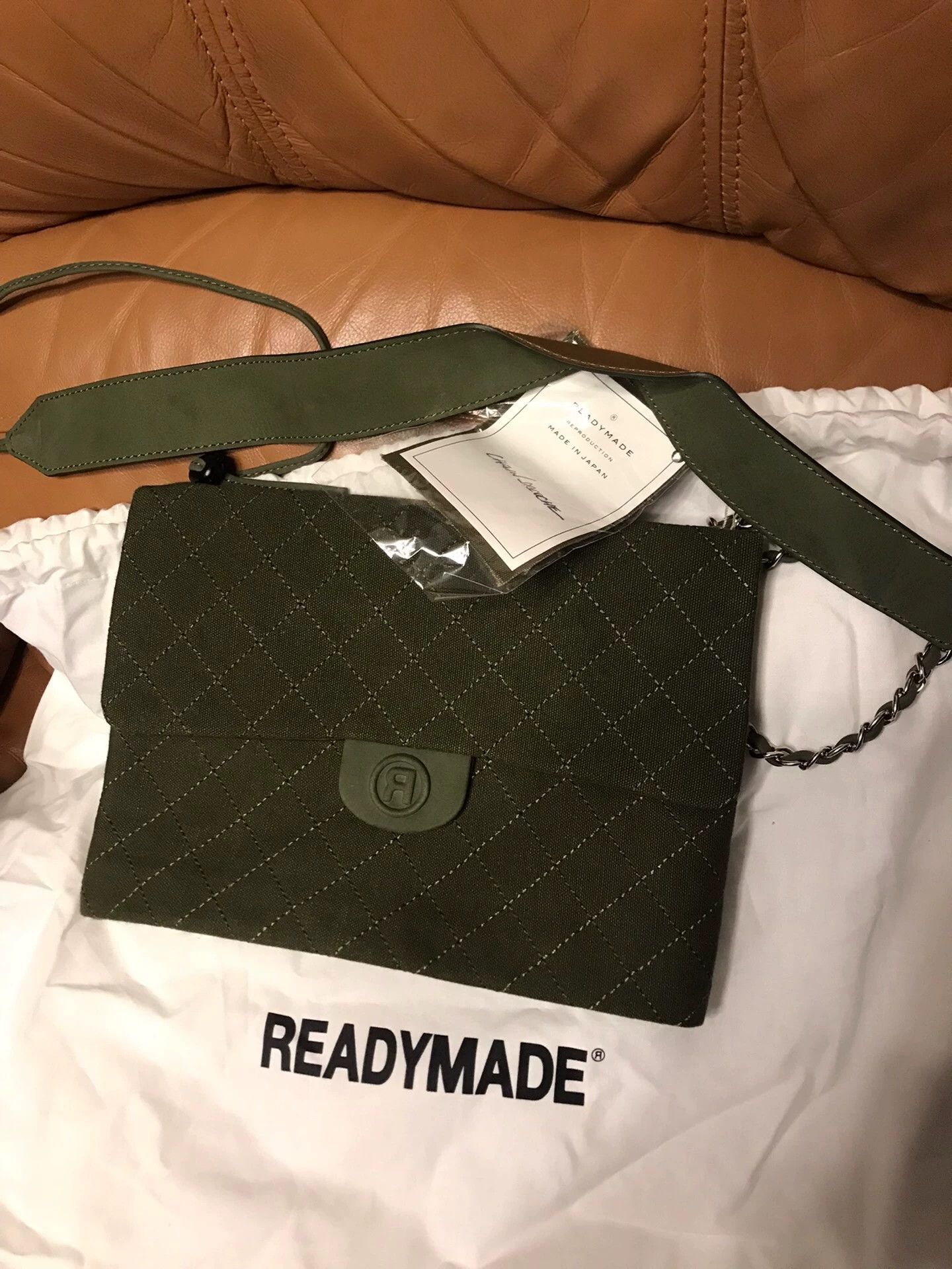 Other Japan New Olive Drab Cloth Leather Envelope Messenger Unisex Size ONE SIZE - 1 Thumbnail