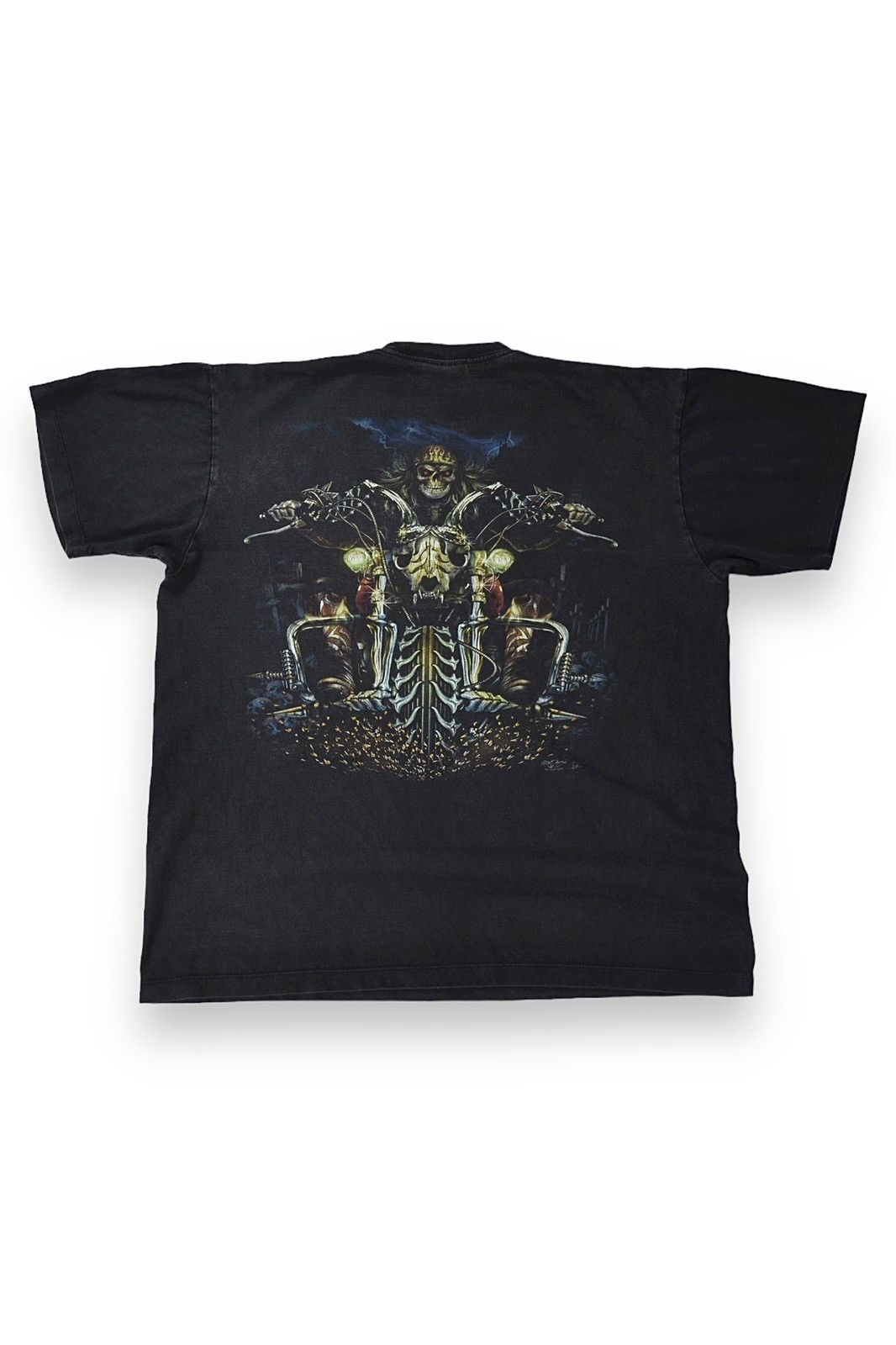 Vintage Rock Vintage Faded Biker Skull Graphic Tee 90s Size US XL / EU 56 / 4 - 7 Thumbnail