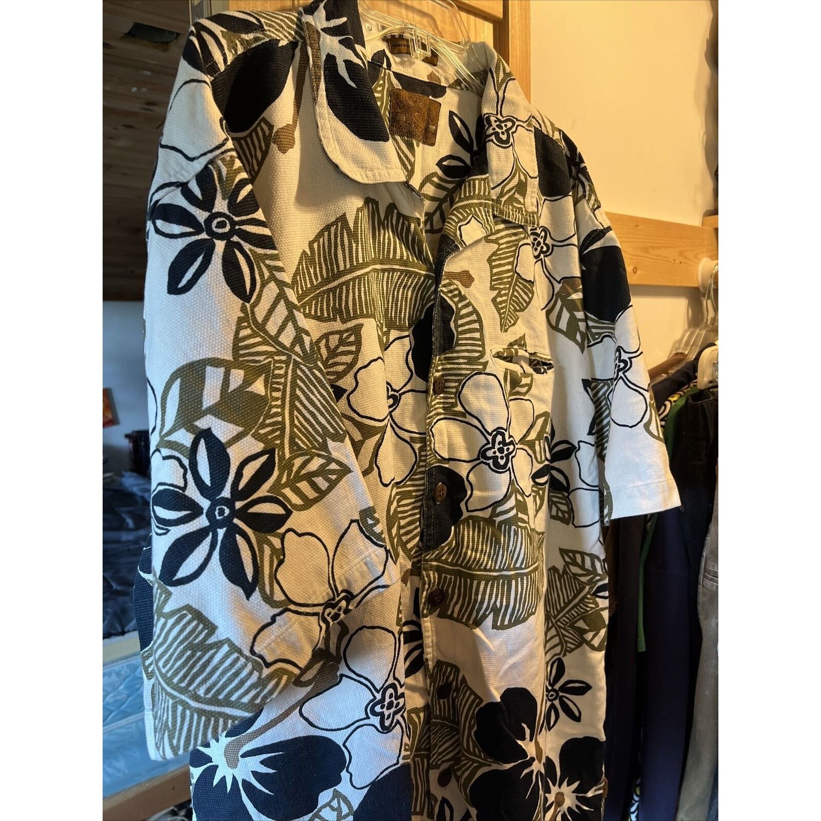 Bullhead Denim Co. Bullhead Vintage Men's XL White Black Cotton Hawaiian Shirt Size US XL / EU 56 / 4 - 6 Thumbnail