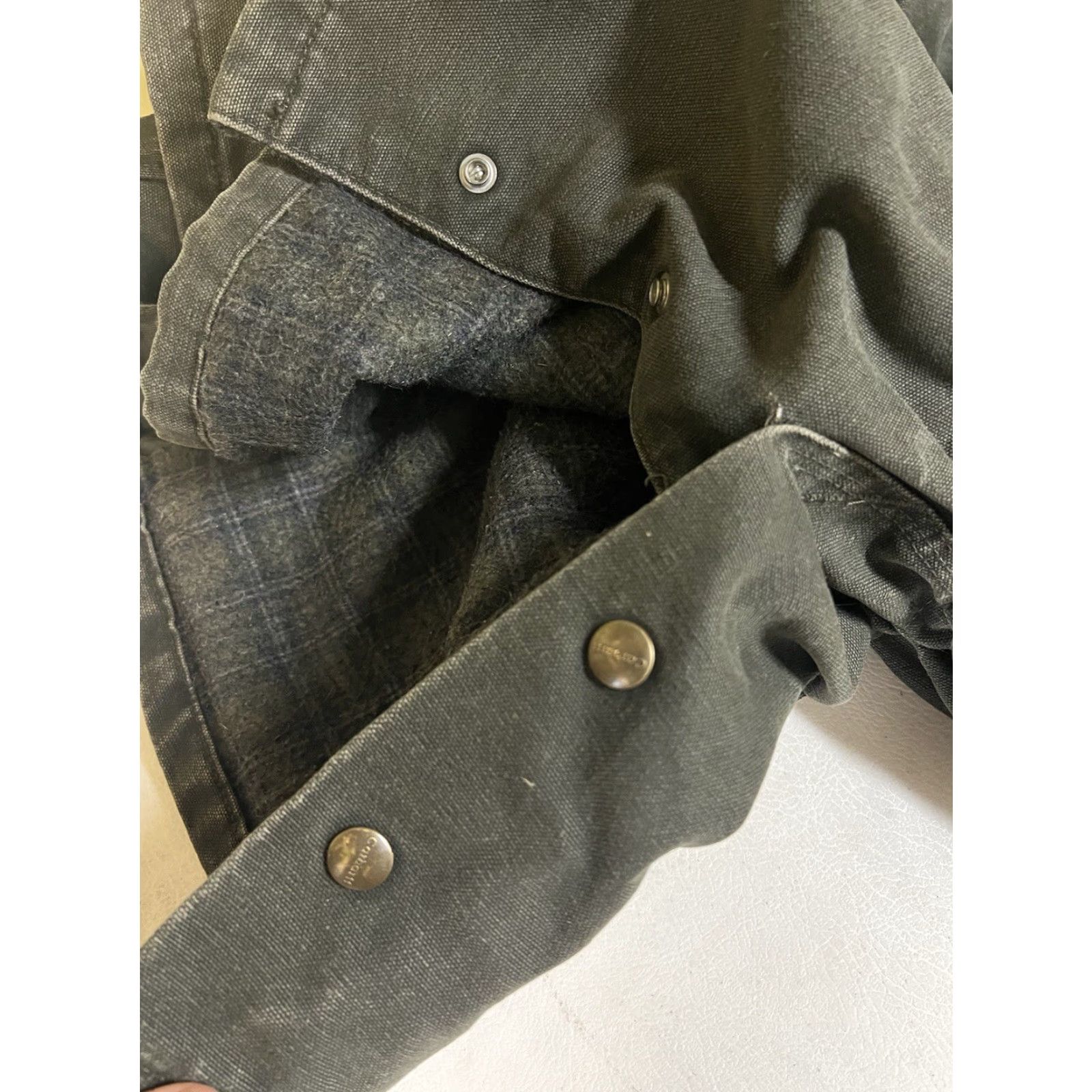Carhartt VTG Carhartt Coat MOS Blanket Lined Barn Chore 2XL TALL Olive Corduroy Heavy Canvas Cotton Green Zip Snap Workwear Overcoat 90s Mens Carhartt C52 2XLT Size US XXL / EU 58 / 5 - 7 Thumbnail
