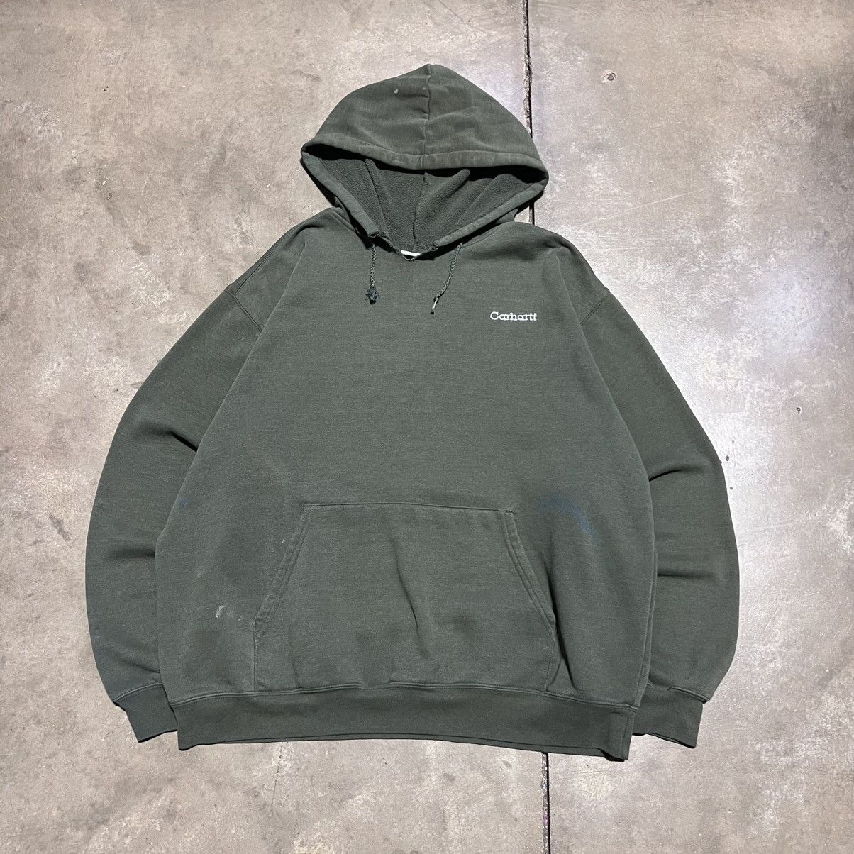 Carhartt Vintage Carhartt Hoodie Sweatshirt Olive Faded Distressed Size US XL / EU 56 / 4 - 1 Thumbnail