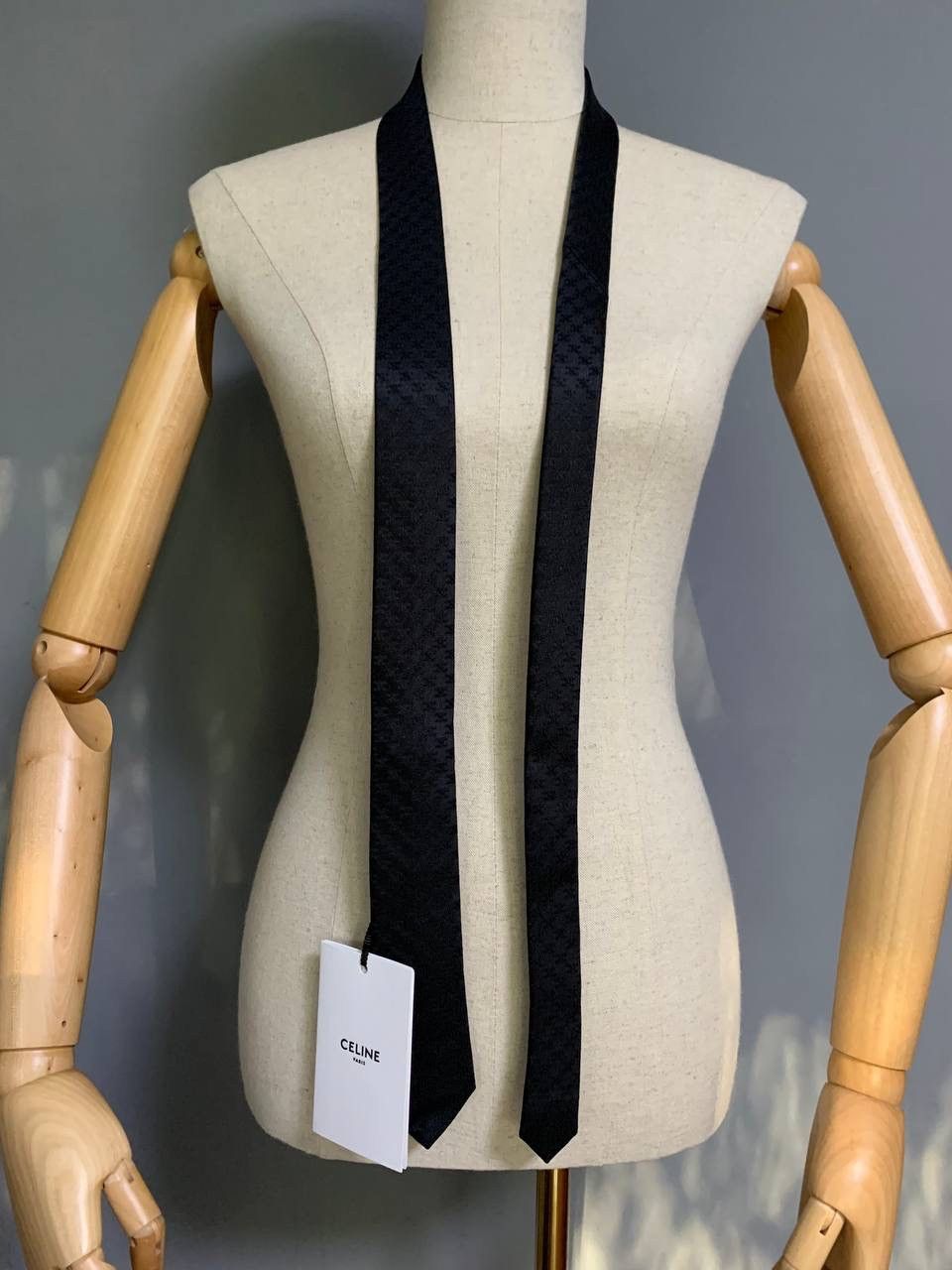 Celine Celine Homme Tie in Mini Triomphe Logo Silk Jaquard New Auth Size ONE SIZE - 4 Thumbnail