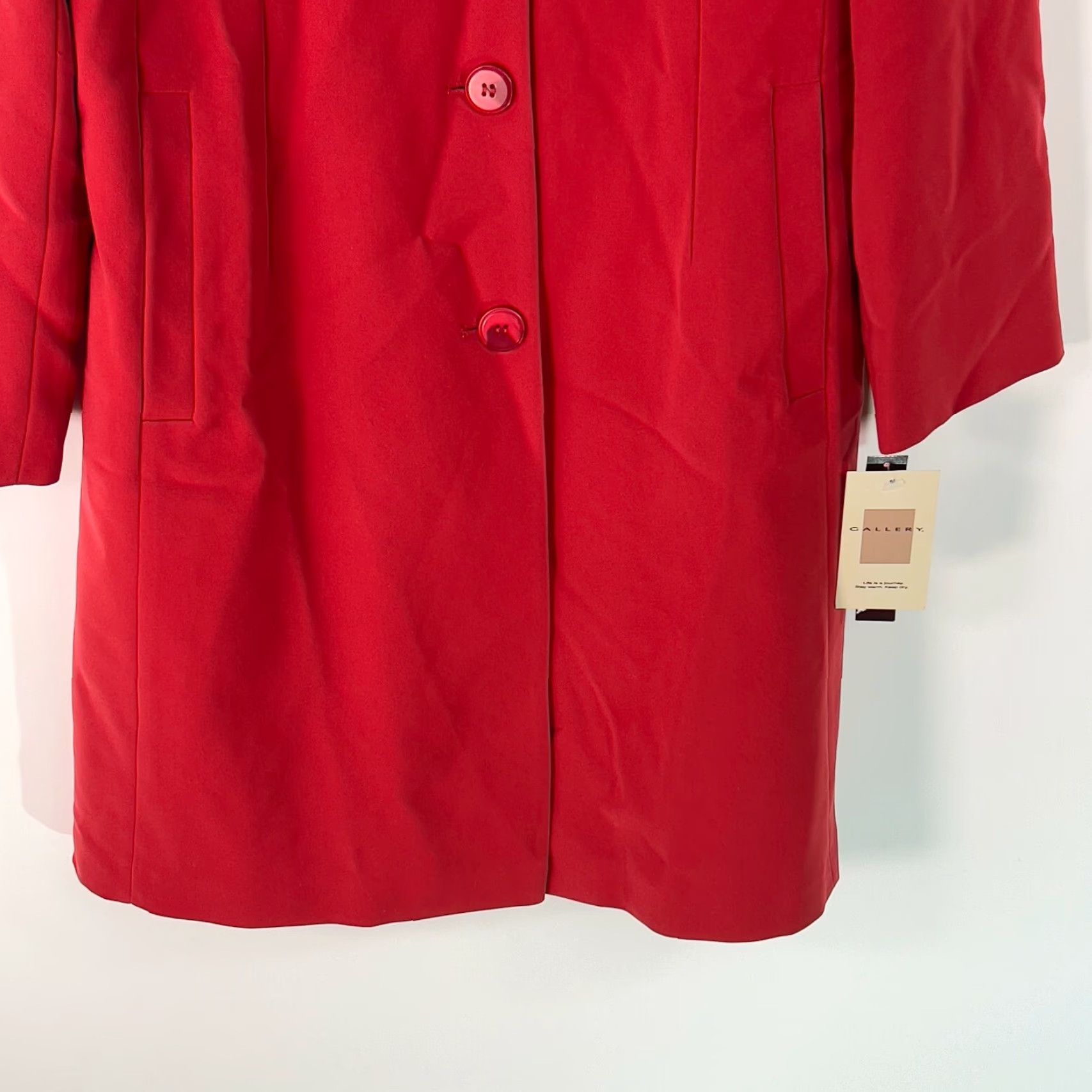Vintage Gallery Trench Coat Womens Lipstick Red Water Repellent Lined Long Coat Small Size S / US 4 / IT 40 - 5 Thumbnail