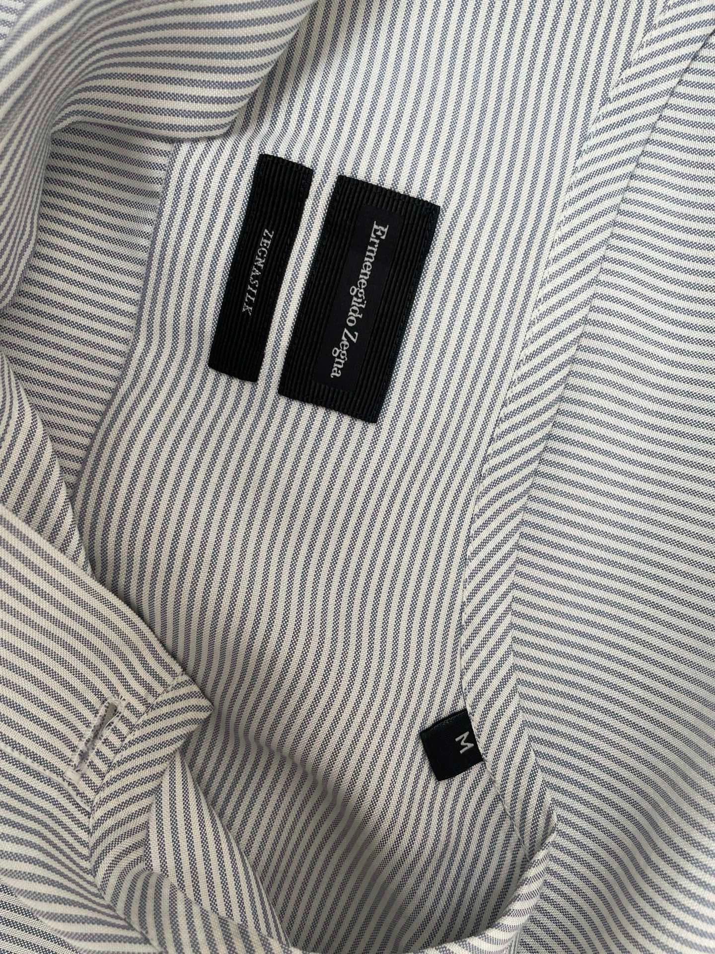 Ermenegildo Zegna ZEGNA Men's 100% Silk LS Vertical Striped Shirt M Size US M / EU 48-50 / 2 - 3 Thumbnail