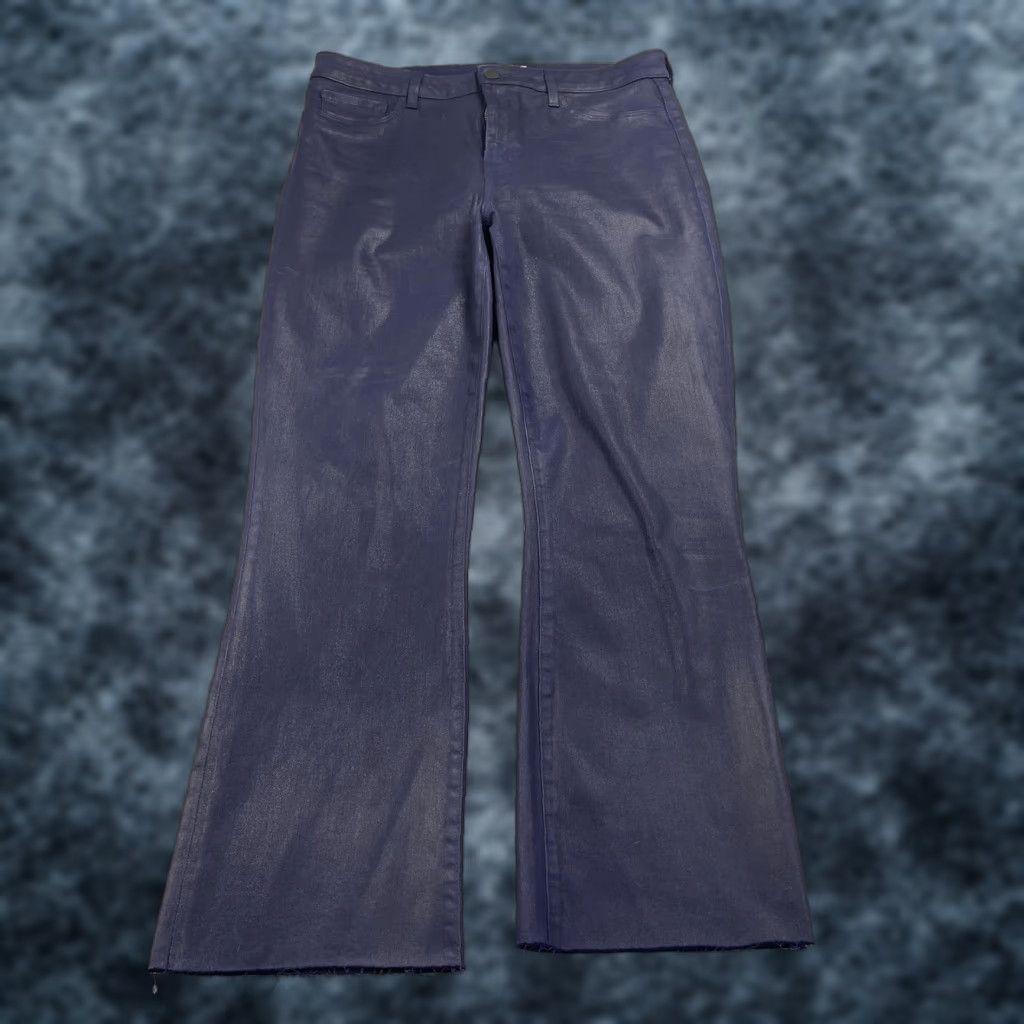 L'AGENCE L'AGENCE Jeans Womens 31 Dark Blue Flare Raw Hem Coated Stretch Denim USA Size 24" / US 00 / IT 34 - 1 Thumbnail