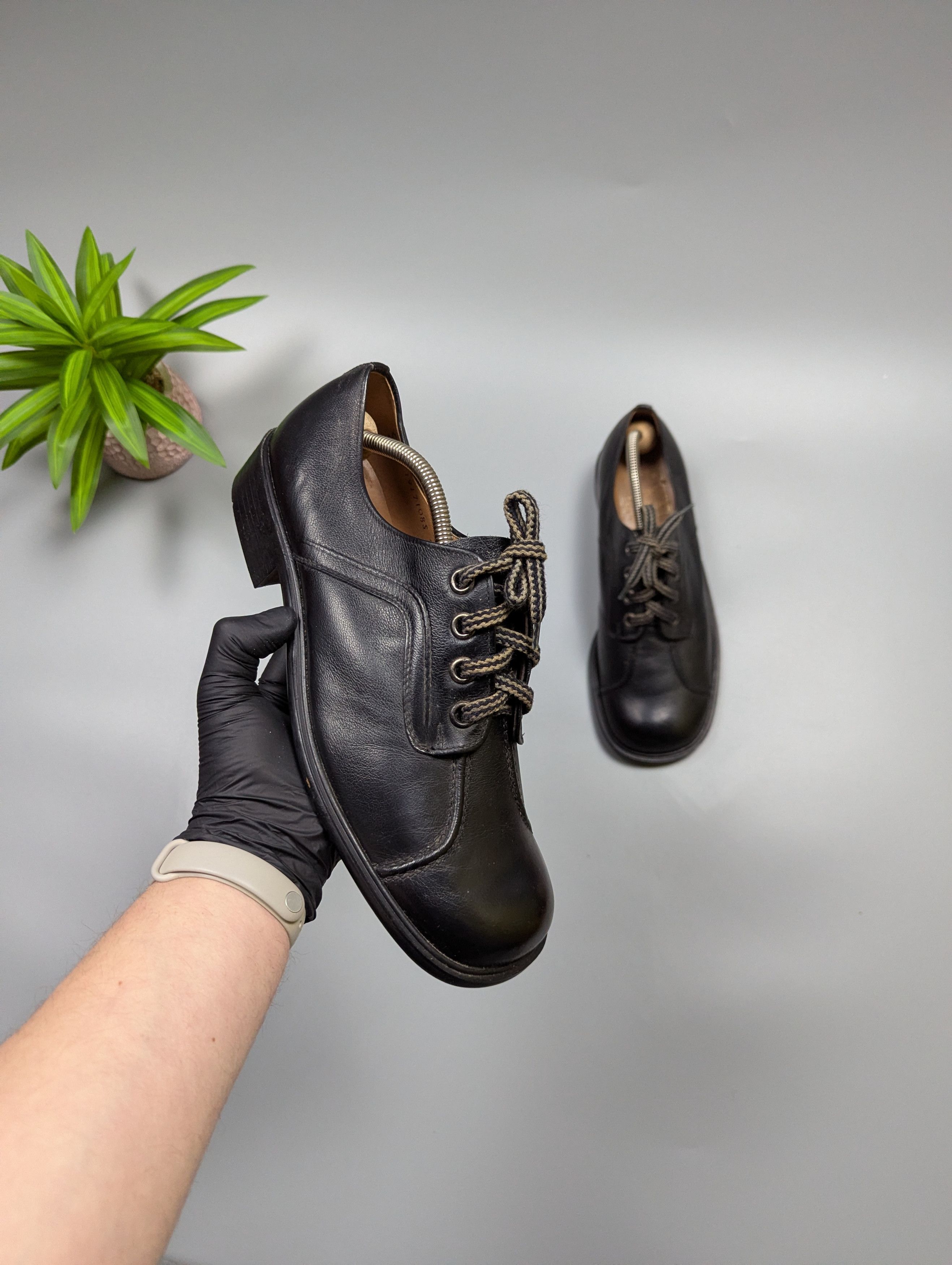 Vintage Vintage Gallus 70s 80s Black Leather Chunky Wide Toe Shoes Size US 9 / EU 42 - 1 Thumbnail