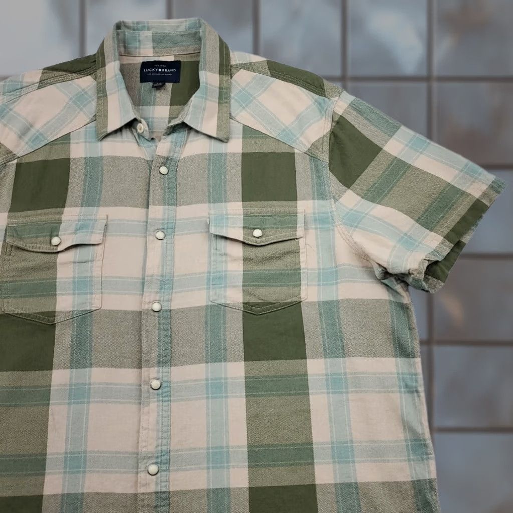 Lucky Brand Lucky Brand Shirt Mens L Plaid Pearl Snap Short Sleeve Button-Up Western Button-Up Shirt Size US L / EU 52-54 / 3 - 1 Thumbnail