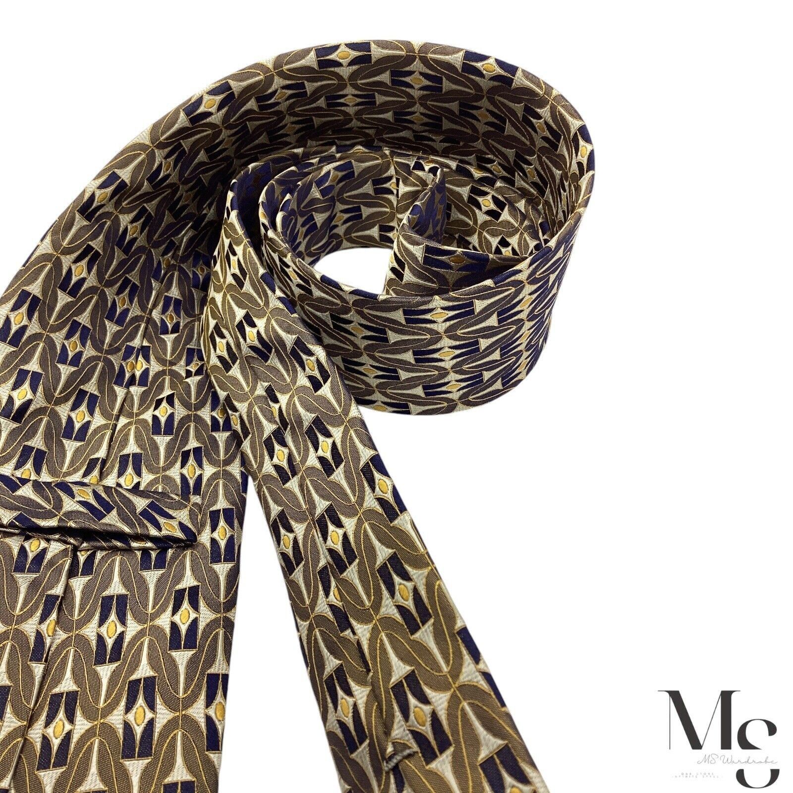 Gianfranco Ferre GIANFRANCO FERRE Gold Geometric Silk Tie Made In Italy W: 3. Size ONE SIZE - 4 Thumbnail