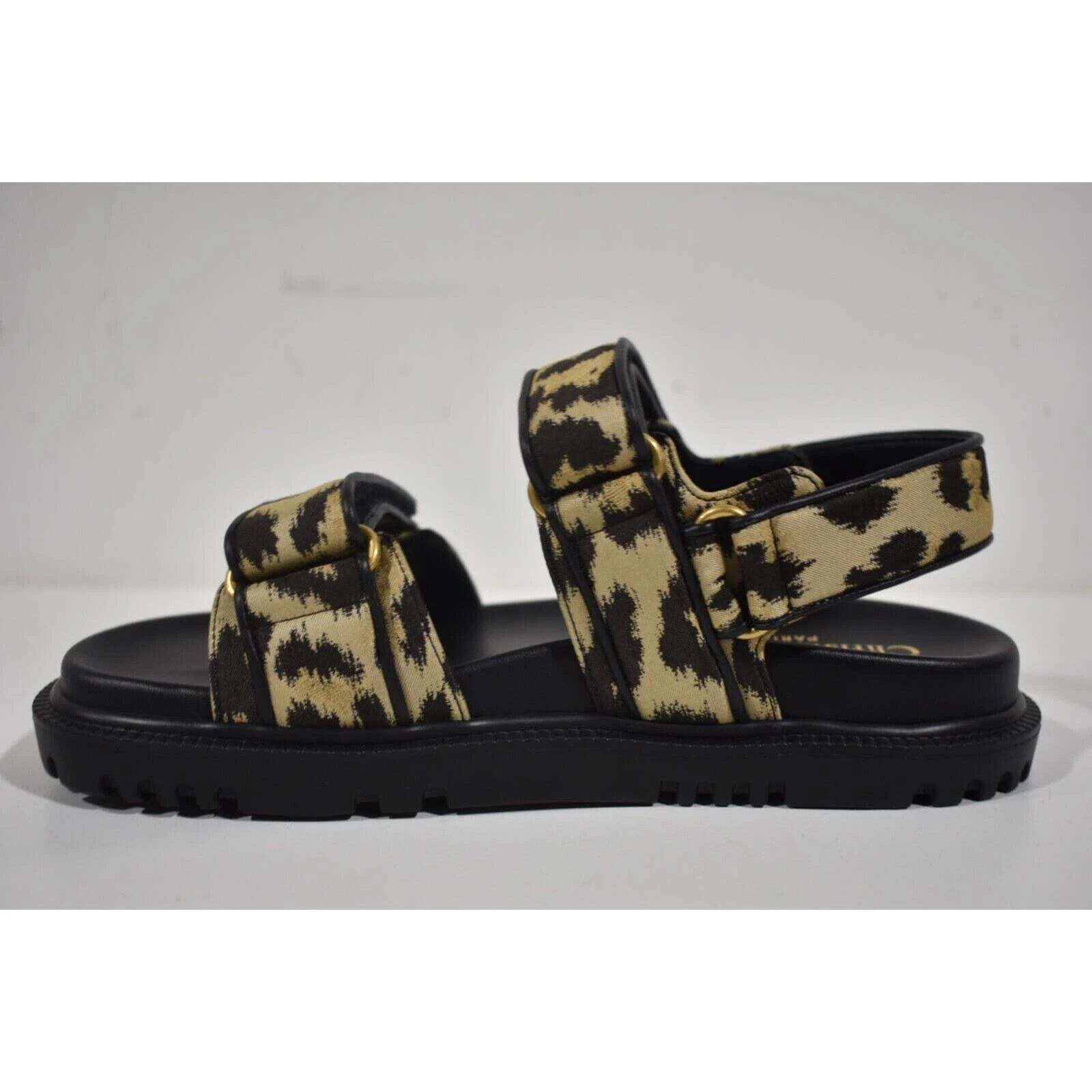Dior Christian Dior Act Dway Black Gold Leopard Shiny Logo Strap Size US 5.5 / IT 35.5 - 8 Thumbnail