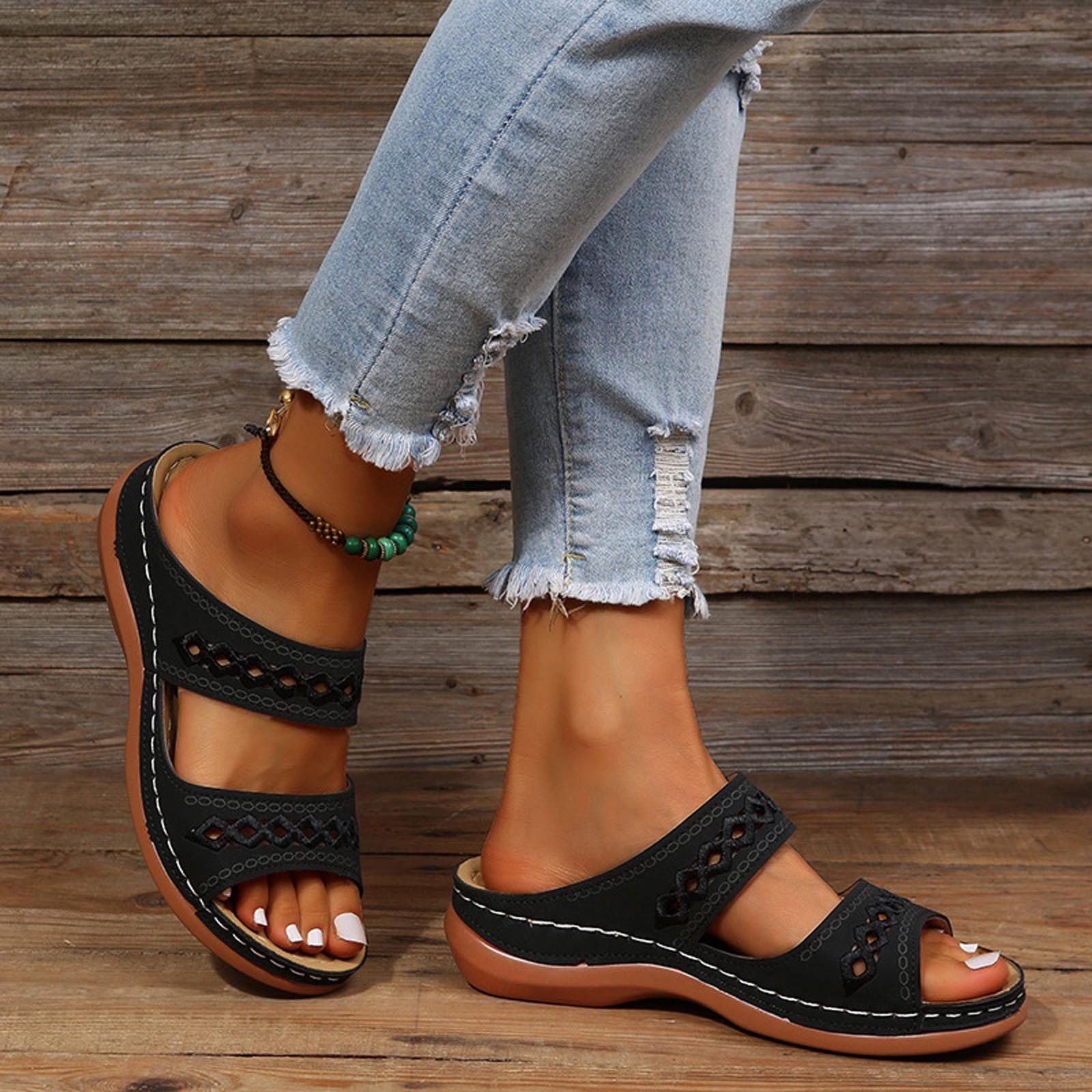 Other Black Sandals Womens Size 8 Fashion Casual Wedges Shoes Size US 8 / IT 38 - 8 Thumbnail