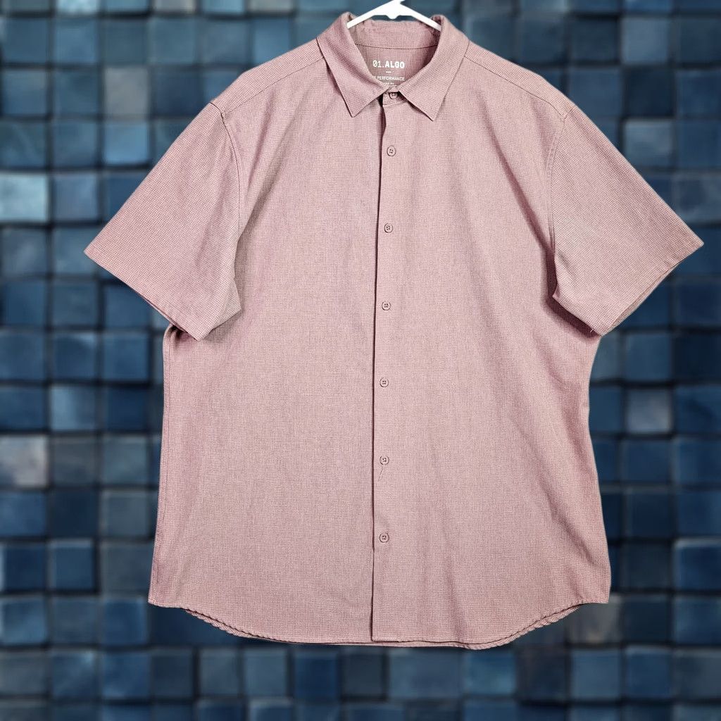 Vintage 01.ALGO Performance Shirt XL Tall Pink Short Sleeve Button Up Quick Dry UPF 40 Shirt XL Pink Short Sleeve Button-Up 01.ALGO Mens Regular Modern Shirt Size US XL / EU 56 / 4 - 1 Thumbnail