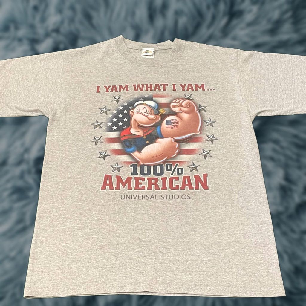 Vintage VINTAGE 90s Popeye Sailor Man Universal Studios Shirt Mens M Gray T-Shirt Size US M / EU 48-50 / 2 - 1 Thumbnail