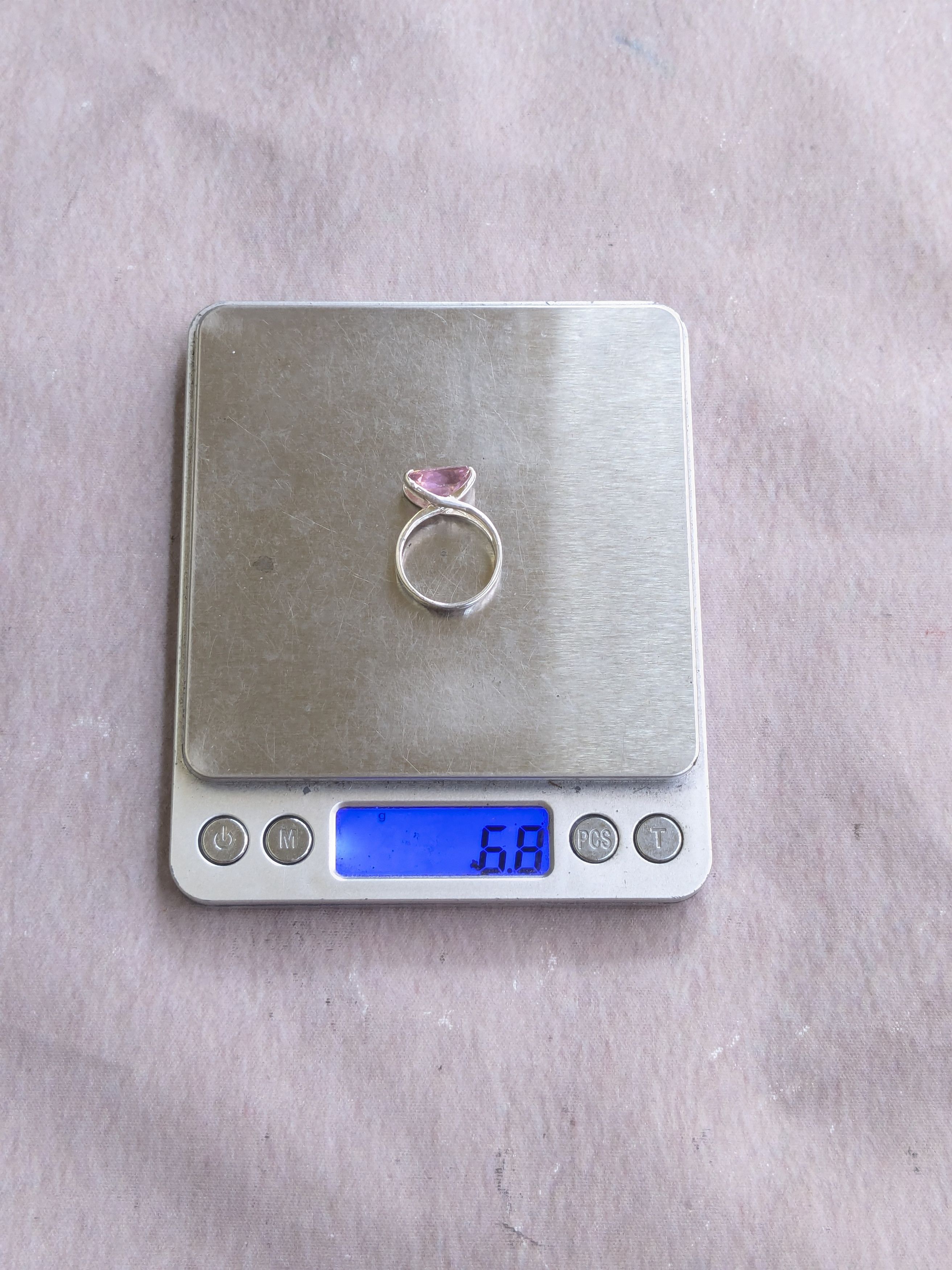 Jewelry × Vintage Vintage Sterling Silver Ring Pink CZ 8.5 Modern Square Size ONE SIZE - 13 Thumbnail
