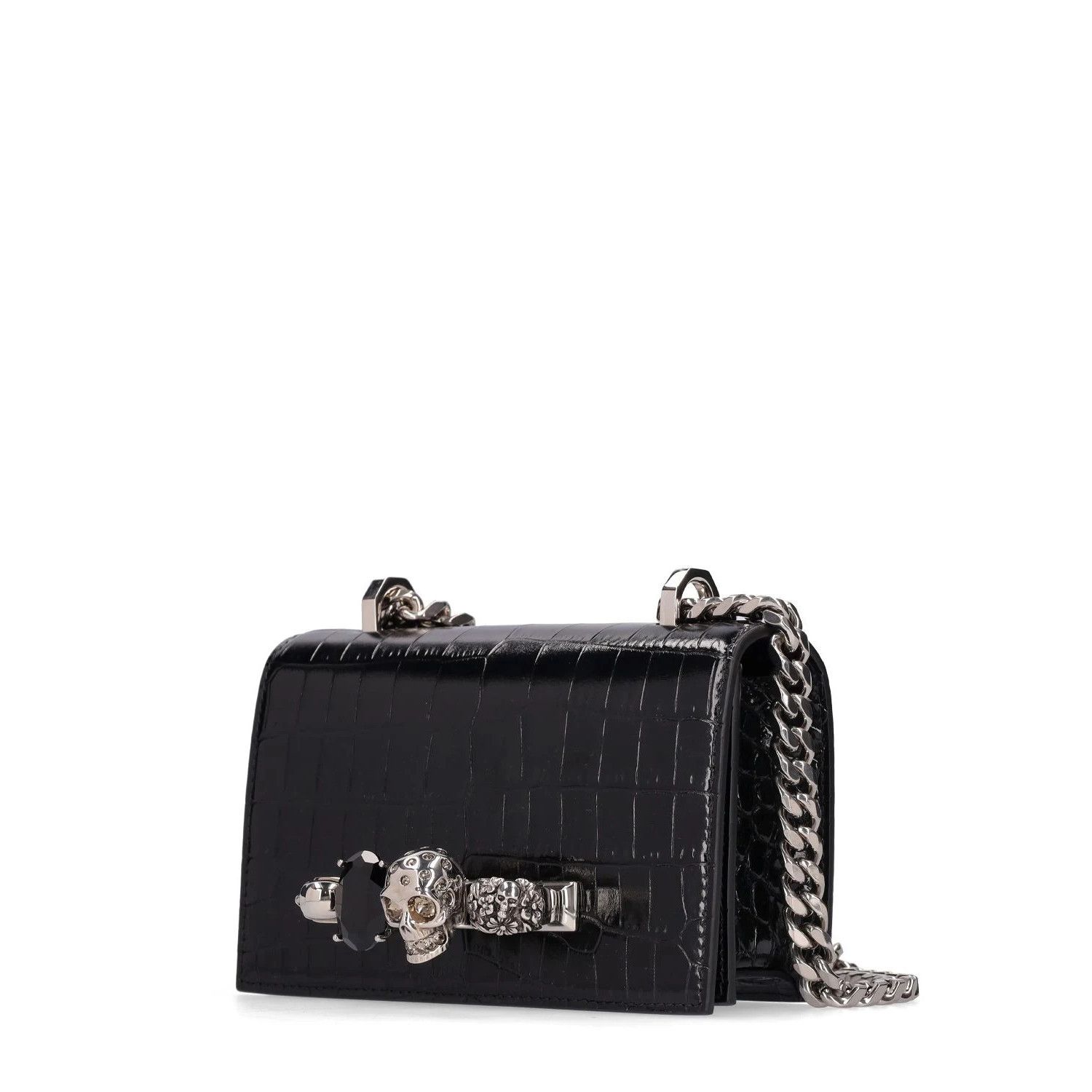 Alexander McQueen ALEXANDER MCQUEEN Mini Jewelled Black/Silver Leather Shoulde Size ONE SIZE - 2 Thumbnail