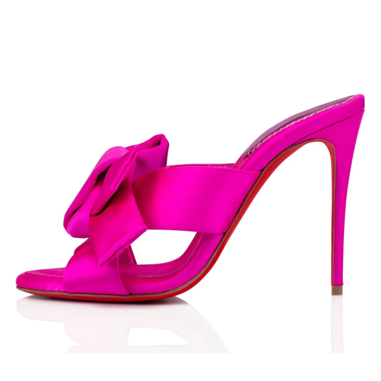 Christian Louboutin Matricia 100 Holly Pink Satin Backless Sandal Heel Pump 36 Size US 6 / IT 36 - 3 Thumbnail