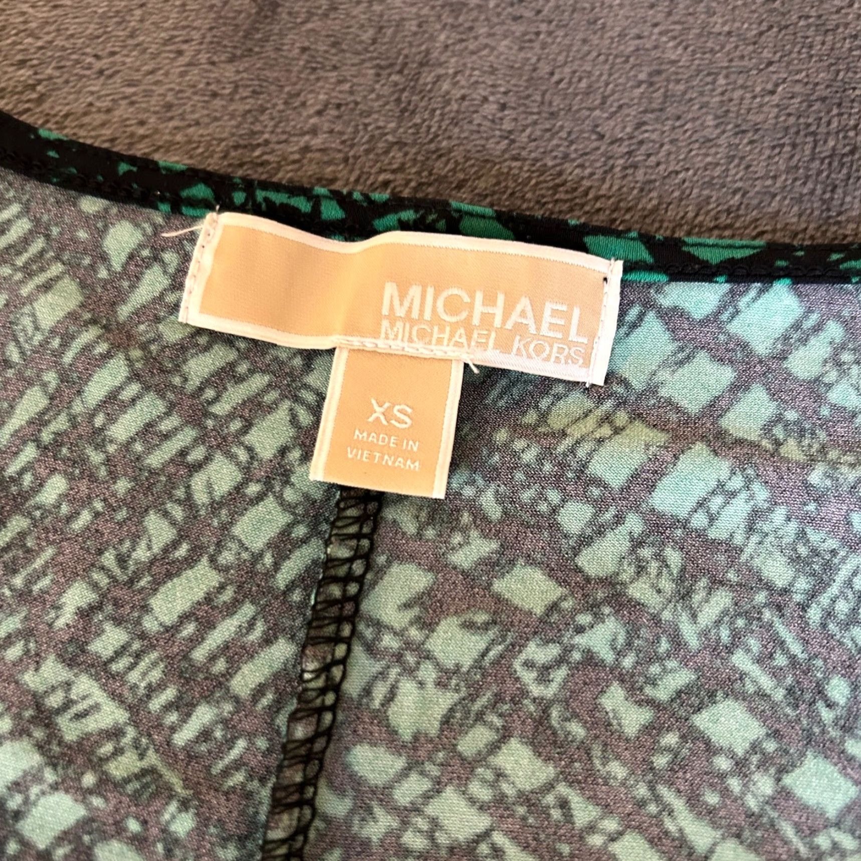 VINTAGE: Michael Kors Faux Wrap Dress Womens Extra Small XS Green Black  Print Long Sleeve - crrs.pl