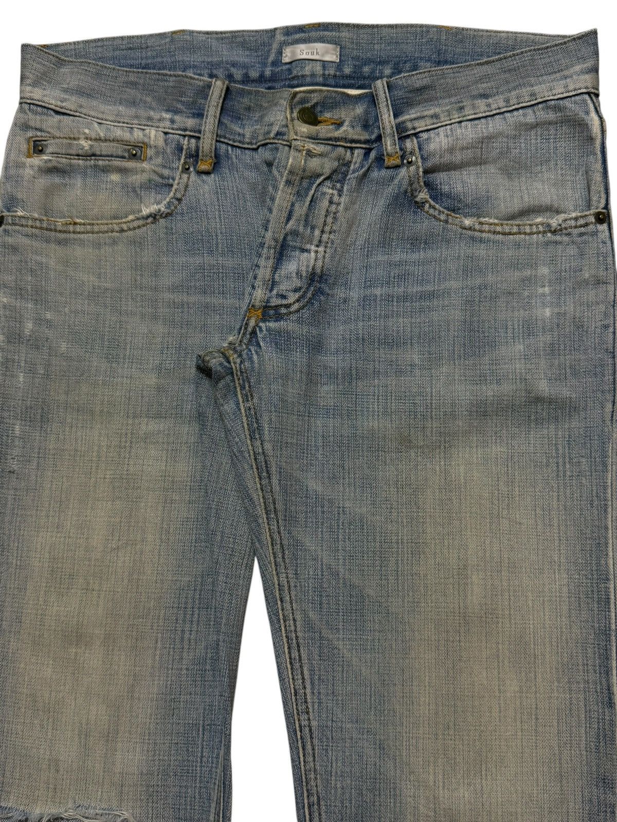 If Six Was Nine Vintage Y2K Japanese Brand Blue Mud Wash Ripped Straight Leg Size US 34 / EU 50 - 3 Thumbnail