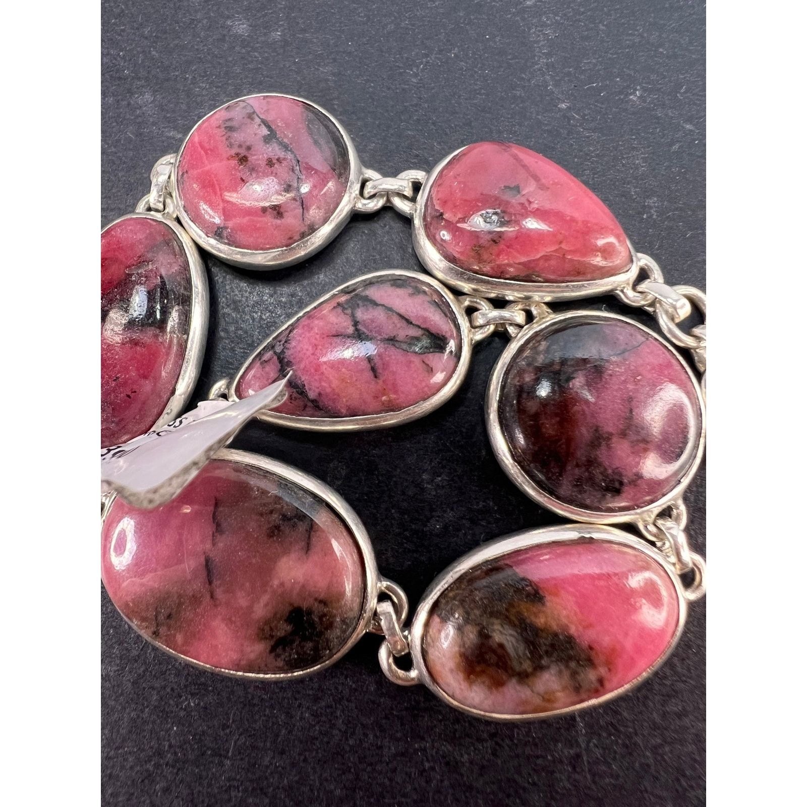 Other New Rhodonite free form sterling silver link bracelet Size ONE SIZE - 4 Thumbnail