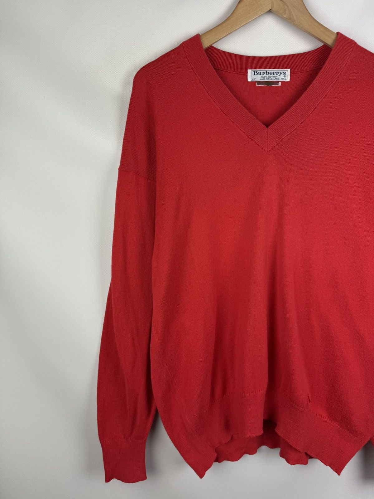 Burberry × Vintage Burberrys Vintage Men’s V-neck Cotton Sweater Pullover Size US XL / EU 56 / 4 - 2 Thumbnail