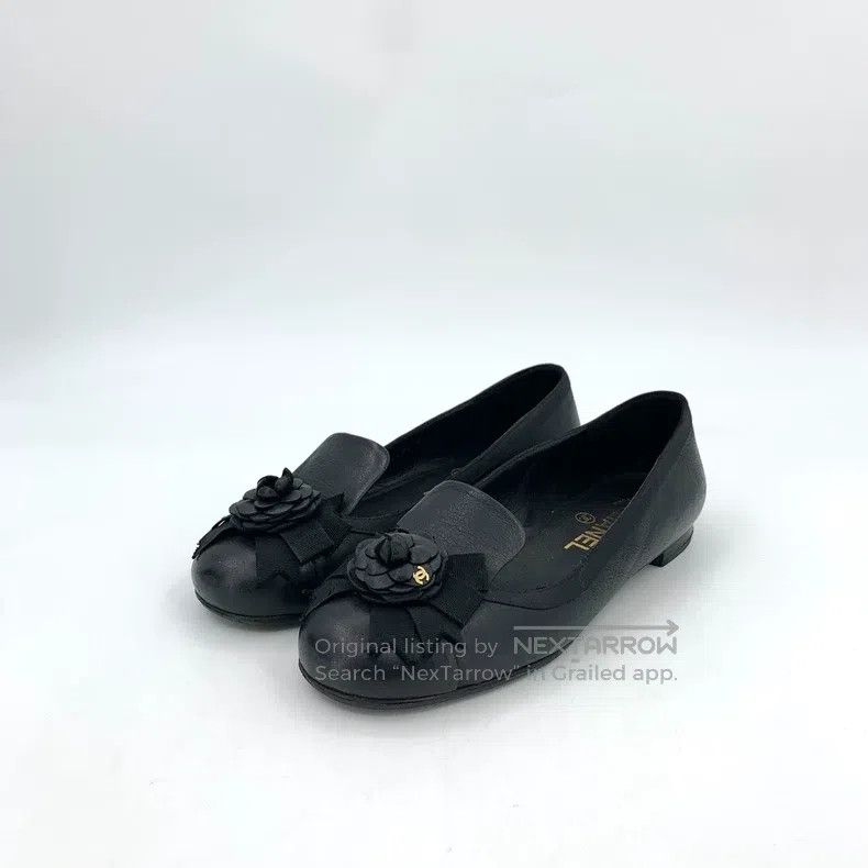 Chanel Chanel Black camelia casual flat shoes Size US 5 / IT 35 - 1 Thumbnail