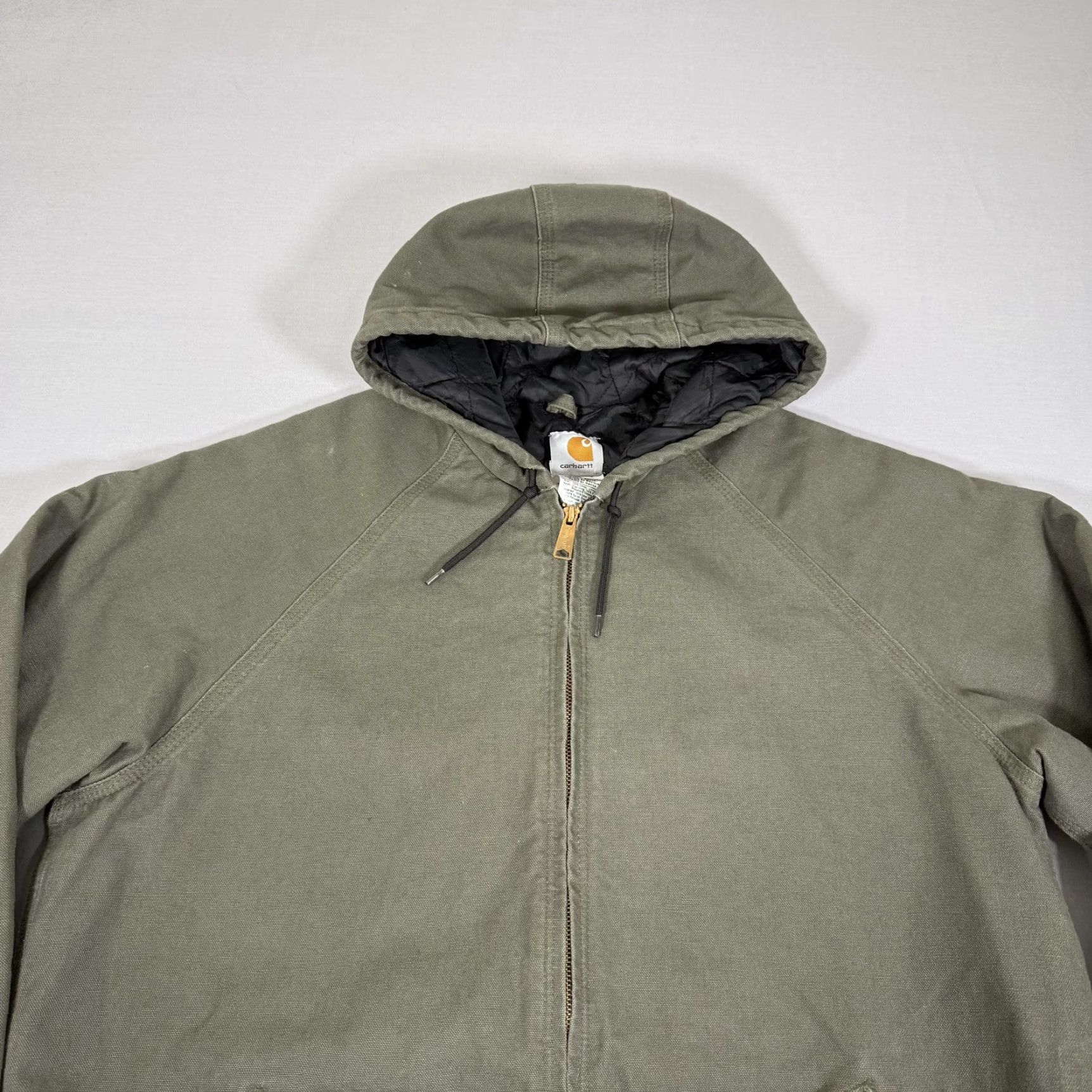 Carhartt VINTAGE Carhartt Jacket Men Large Tall Green Canvas Active Zip Up Quilted Lined J268 MOS Size US L / EU 52-54 / 3 - 2 Thumbnail