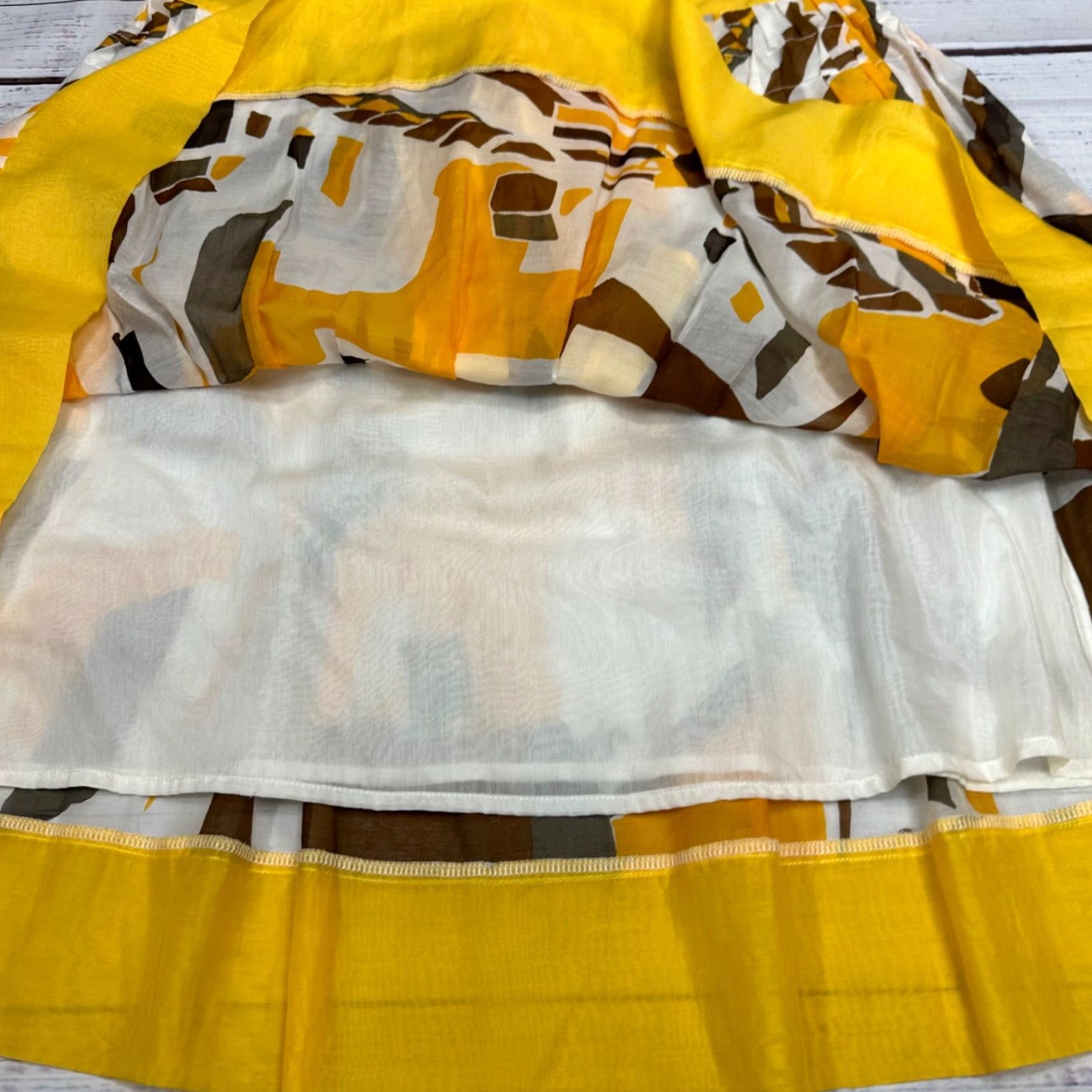 Vintage S-Sung Silk Skirt Yellow M Knee Length Lined A-Line Women's Skirt Size 32" / US 10 / IT 46 - 4 Thumbnail