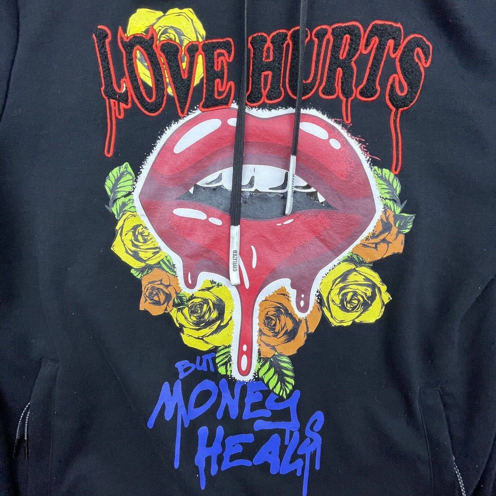 Civilized Civilized Hoodie Medium Love Hurts But Money Heals Lips Size US M / EU 48-50 / 2 - 2 Thumbnail