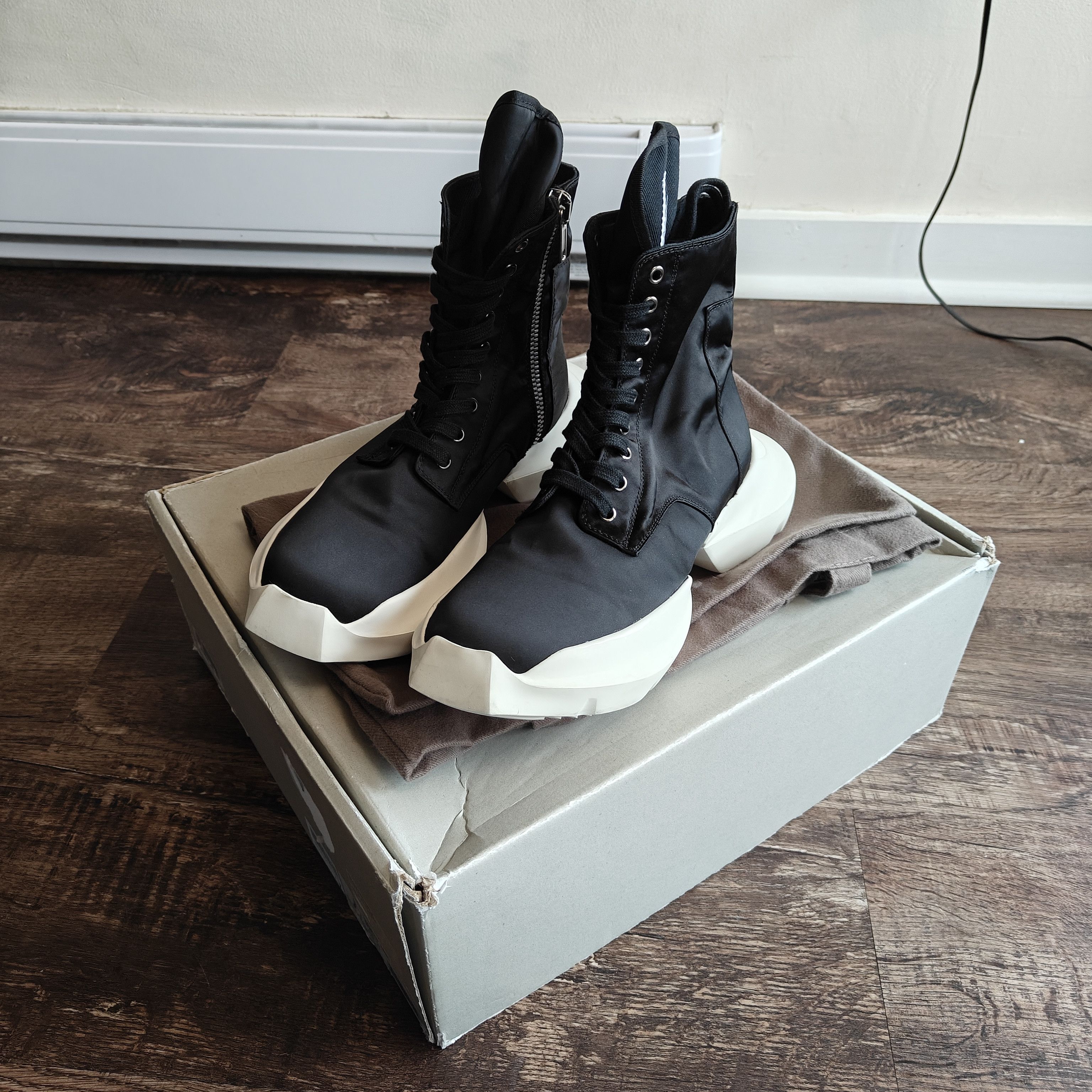 Rick Owens Drkshdw split sole army trainer boots black milk, dustbag Size US 8 / EU 41 - 2 Thumbnail